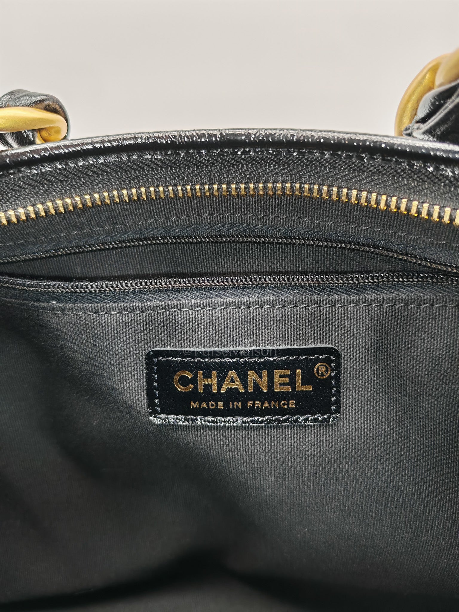 24A Hobo Bag in Black Lambskin Leather & Aged Gold Hardware Microchip
