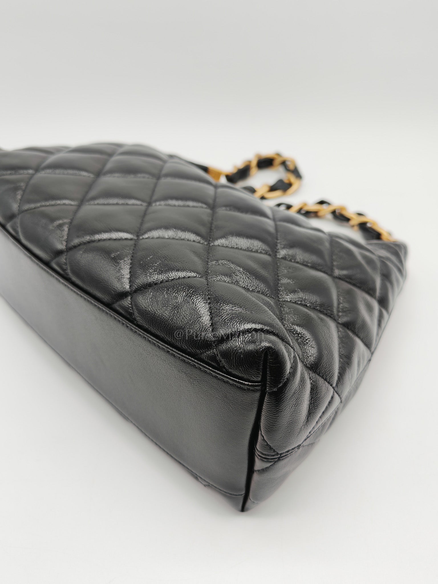 24A Hobo Bag in Black Lambskin Leather & Aged Gold Hardware Microchip