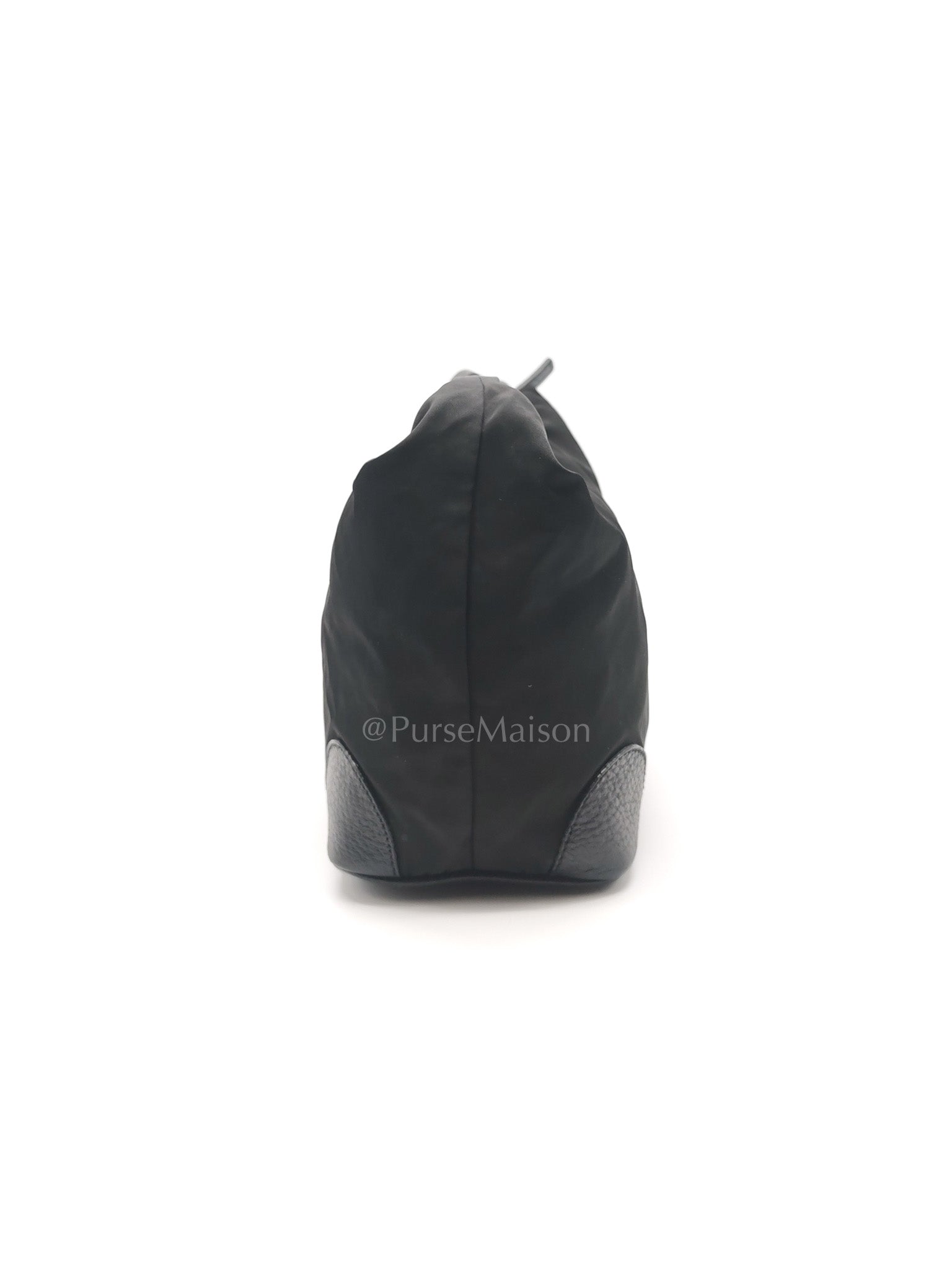 Tessuto Shoulder Bag in Black Nylon Canvas & Silver Hardware