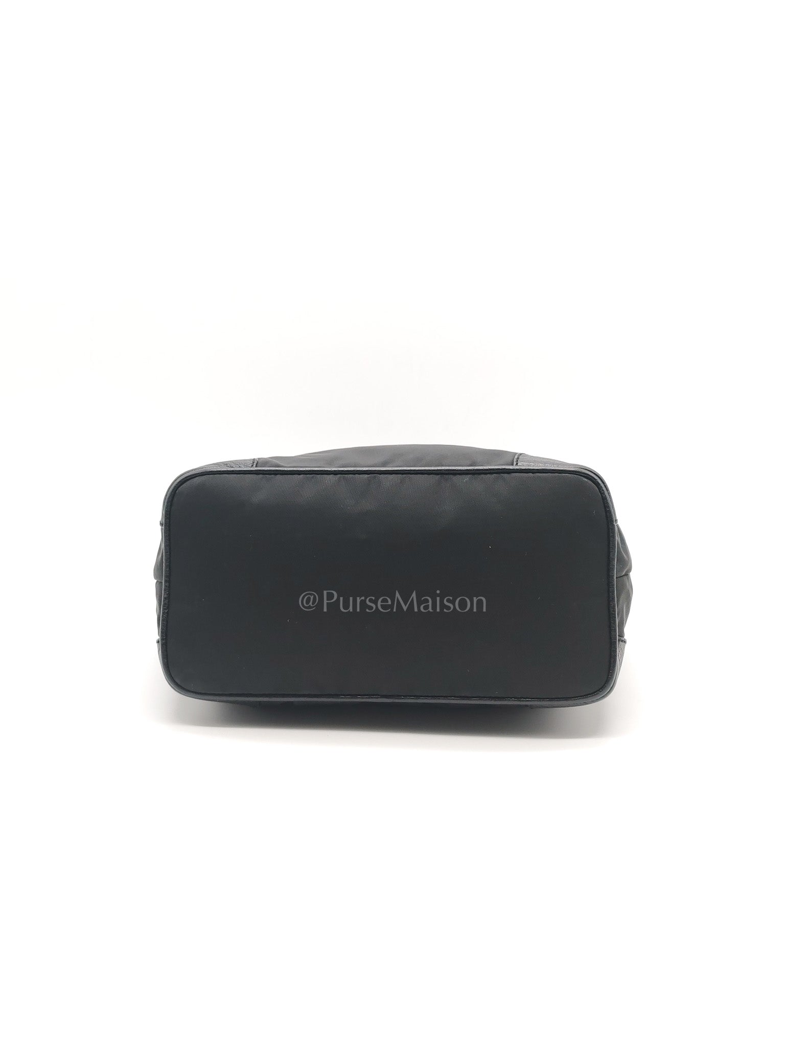 Tessuto Shoulder Bag in Black Nylon Canvas & Silver Hardware