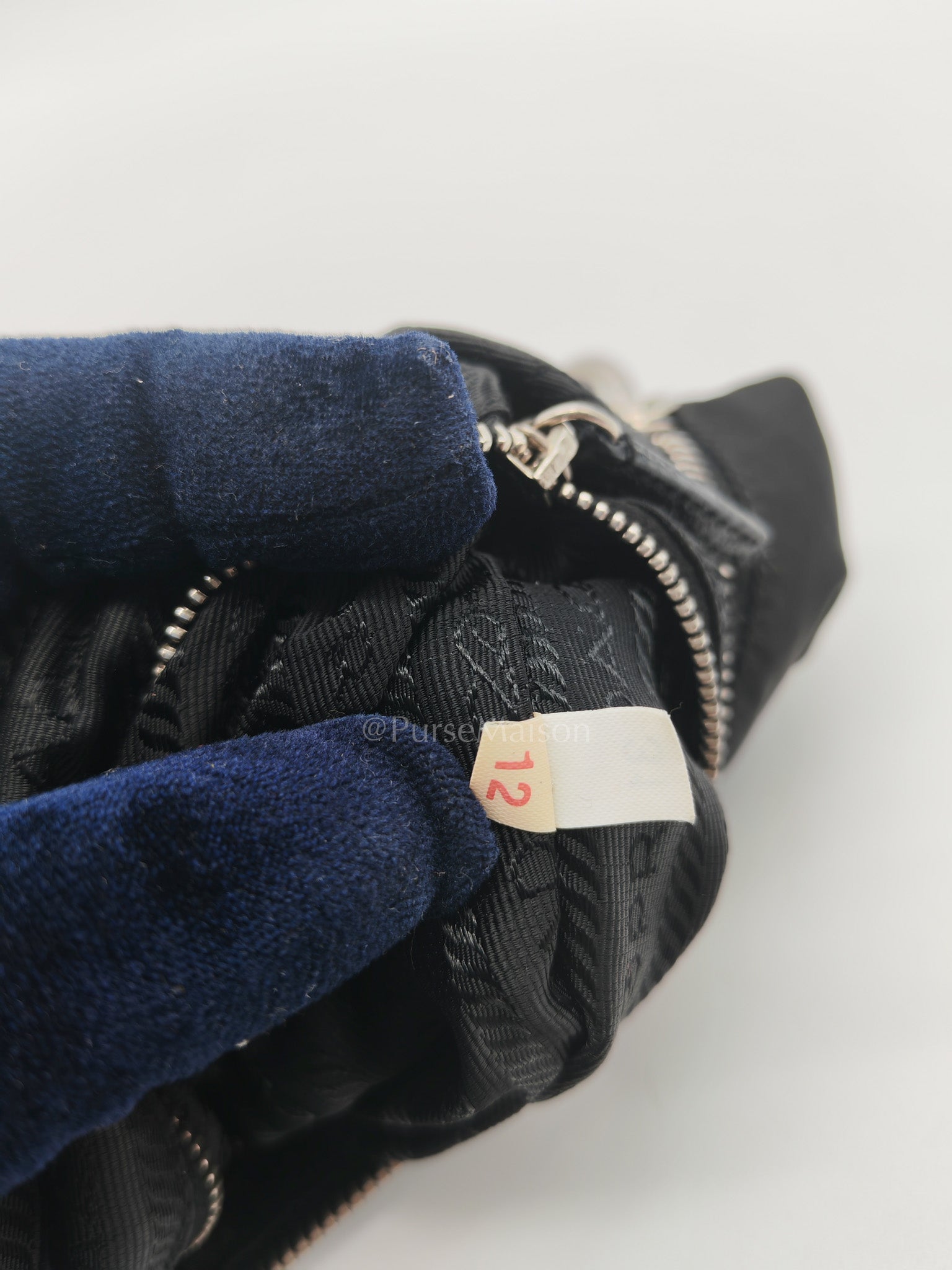 Tessuto Shoulder Bag in Black Nylon Canvas & Silver Hardware