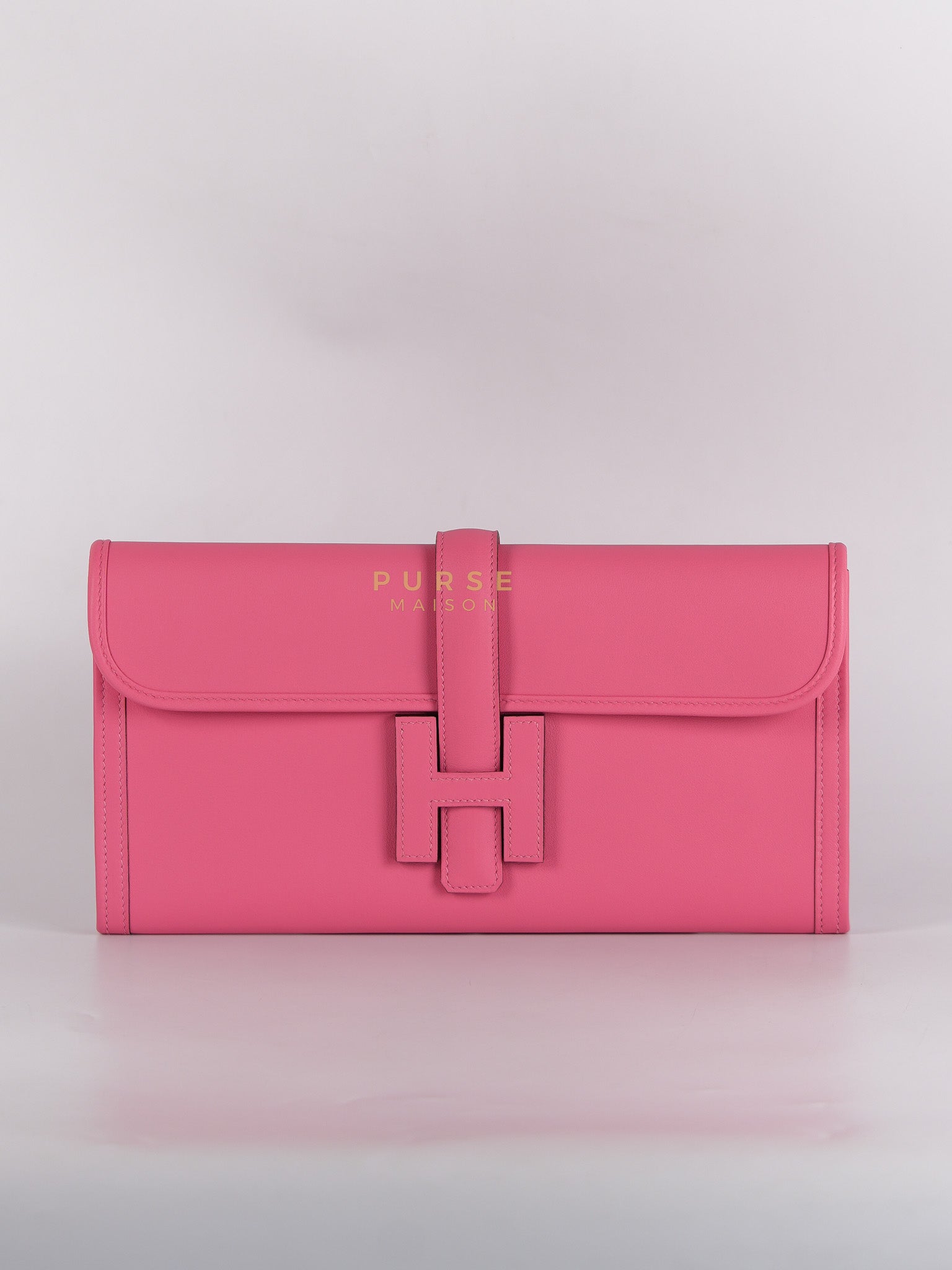 Jige Elan 29 Clutch in Rose Azalee Swift Leather Stamp C (2018) | Purse Maison Luxury Bags Shop