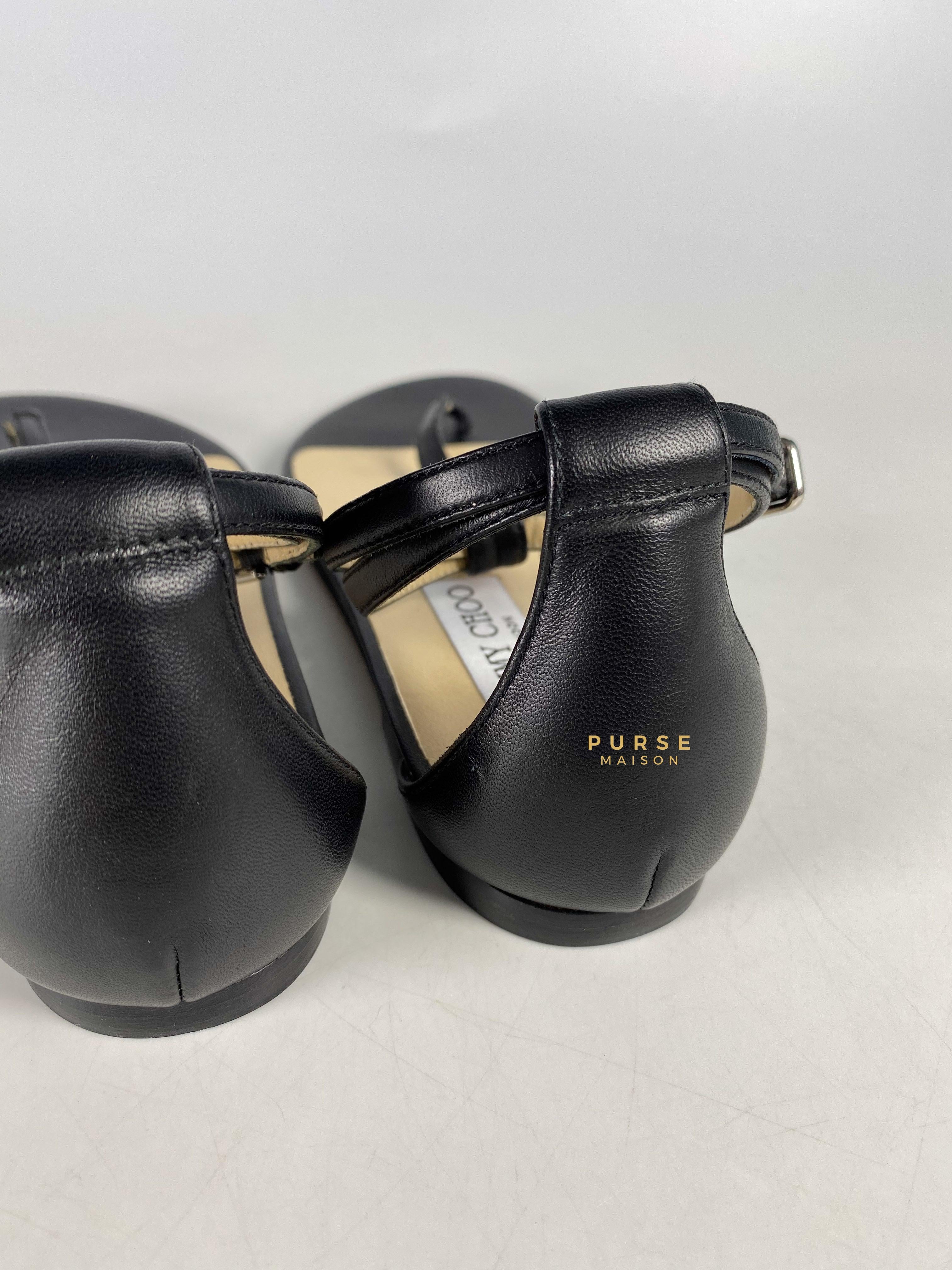 Jimmy Choo Black Afia Flat Sandals Size 35 (23cm) | Purse Maison Luxury Bags Shop