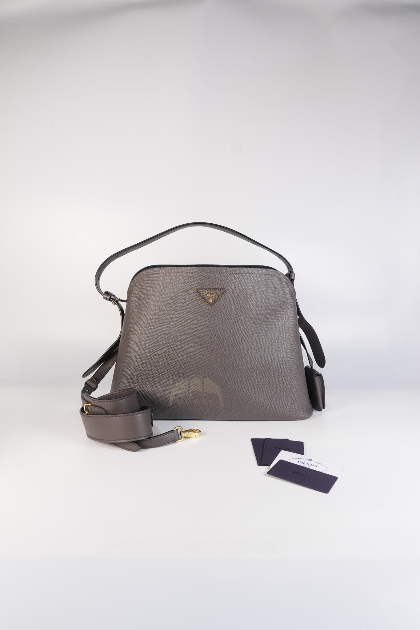 Matinee in Gray Saffiano Shoulder Bag