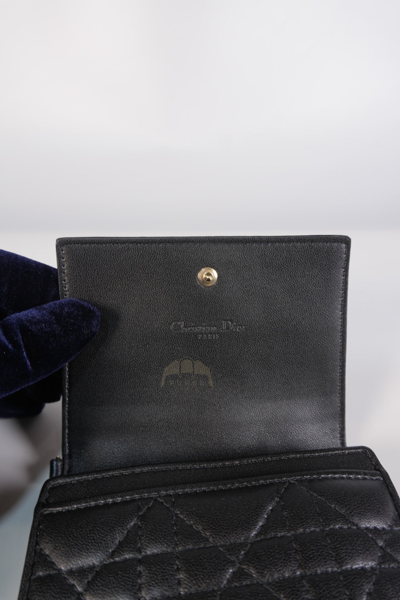 Lady Dior Flap Card Holder in Black Quilted Cannage Lambskin Leather