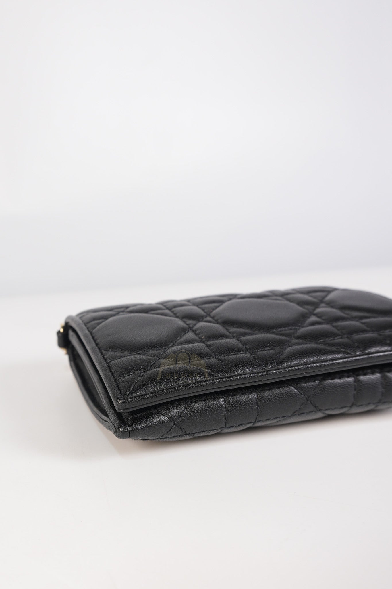 Lady Dior Flap Card Holder in Black Quilted Cannage Lambskin Leather