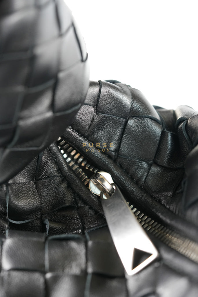 Jodie Medium in Black Intrecciato Leather | Purse Maison Luxury Bags Shop