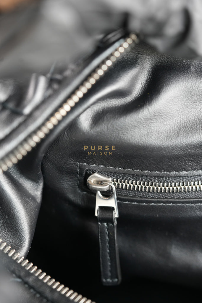 Jodie Medium in Black Intrecciato Leather | Purse Maison Luxury Bags Shop