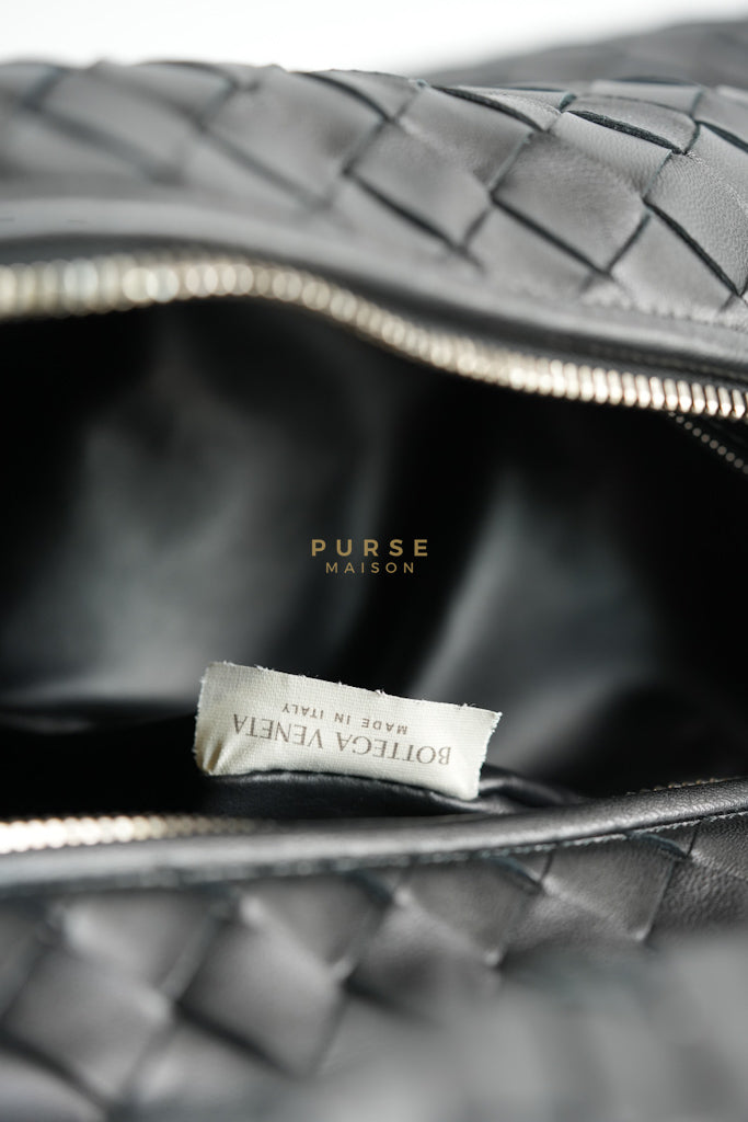 Jodie Medium in Black Intrecciato Leather | Purse Maison Luxury Bags Shop