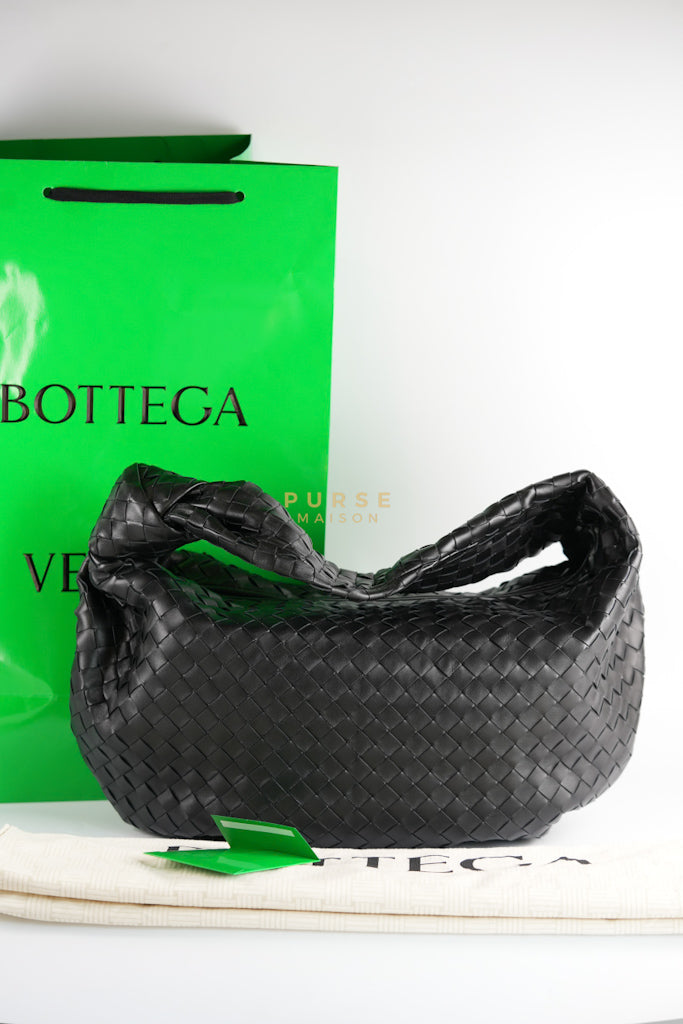 Jodie Medium in Black Intrecciato Leather | Purse Maison Luxury Bags Shop