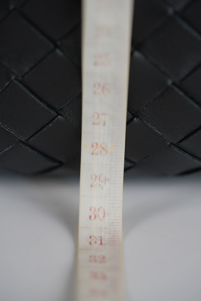 Jodie Medium in Black Intrecciato Leather | Purse Maison Luxury Bags Shop