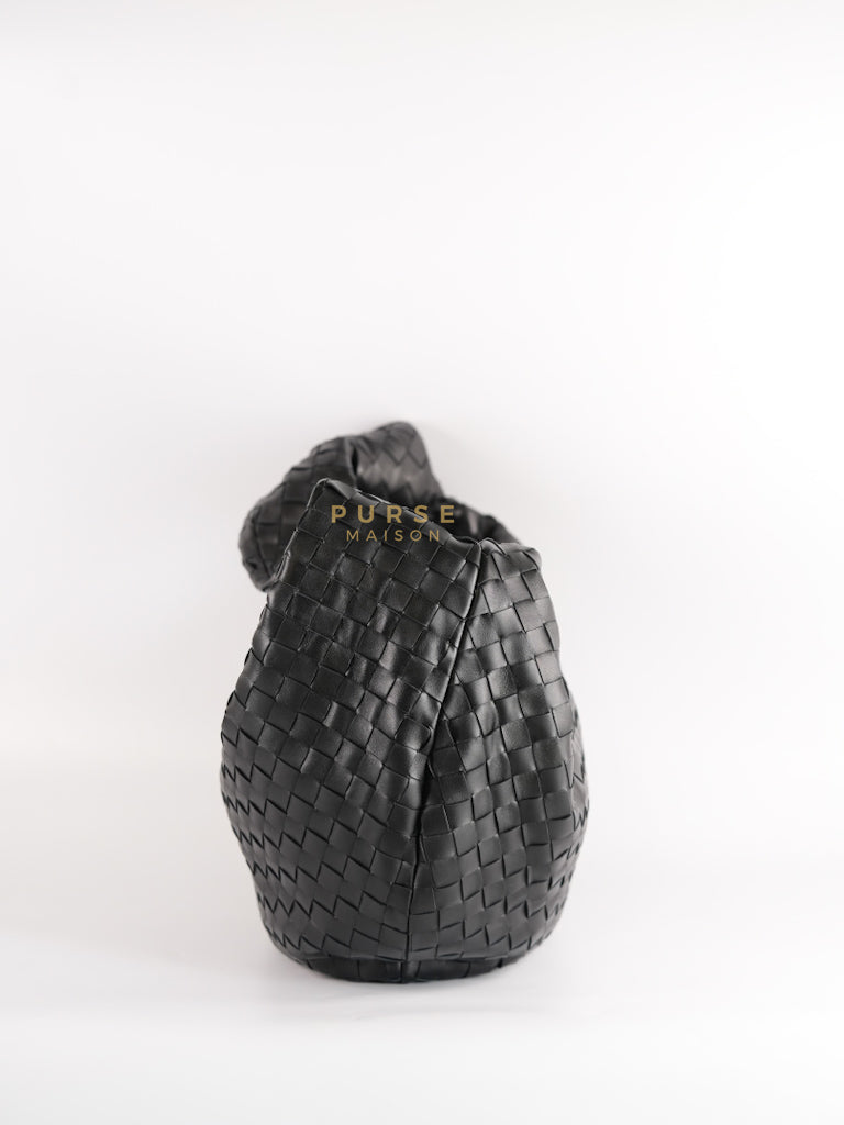 Jodie Medium in Black Intrecciato Leather | Purse Maison Luxury Bags Shop