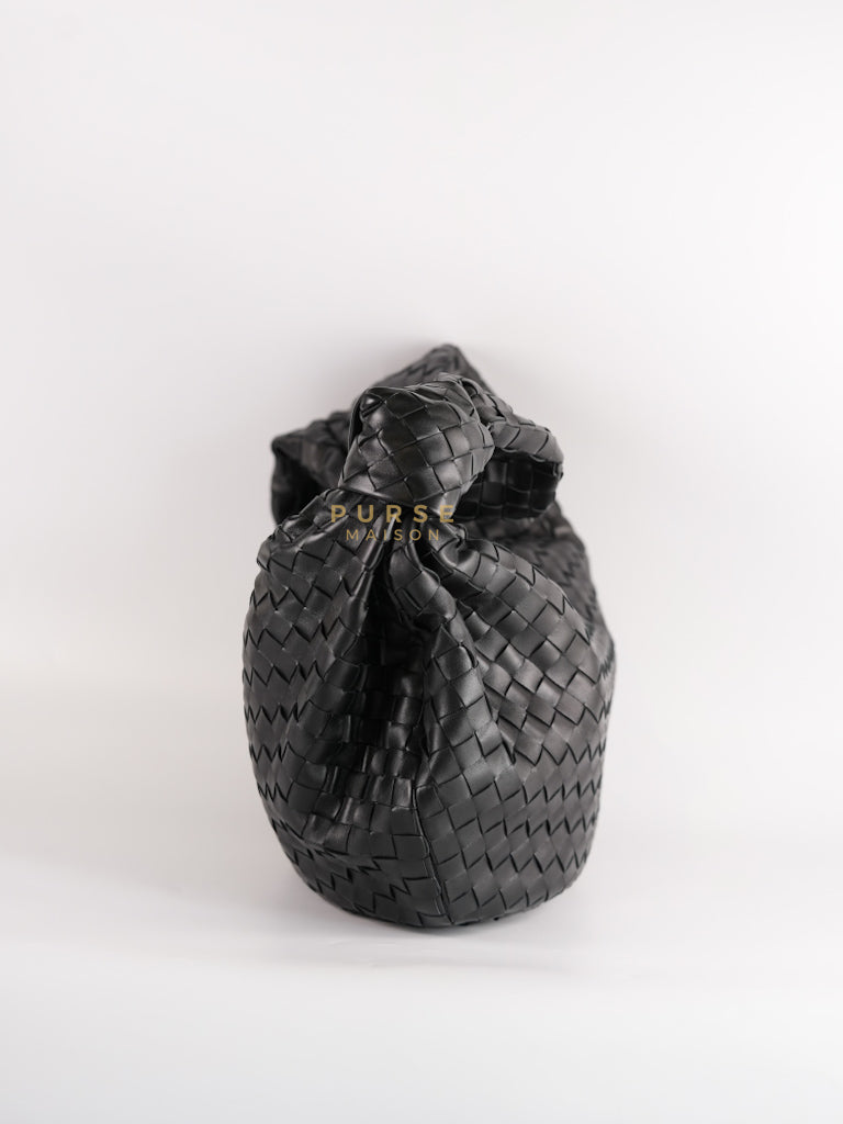 Jodie Medium in Black Intrecciato Leather | Purse Maison Luxury Bags Shop