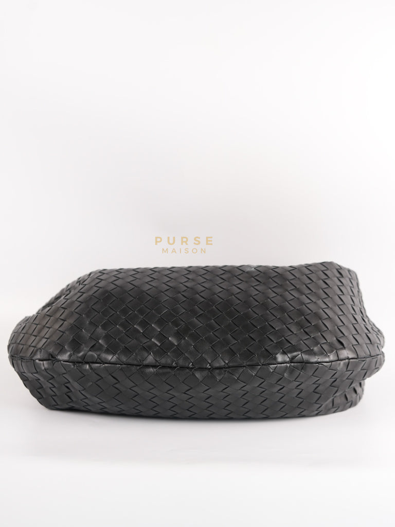 Jodie Medium in Black Intrecciato Leather | Purse Maison Luxury Bags Shop