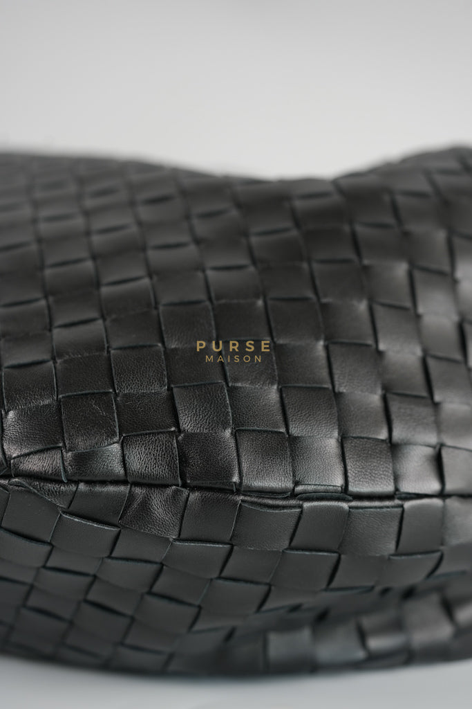 Jodie Medium in Black Intrecciato Leather | Purse Maison Luxury Bags Shop