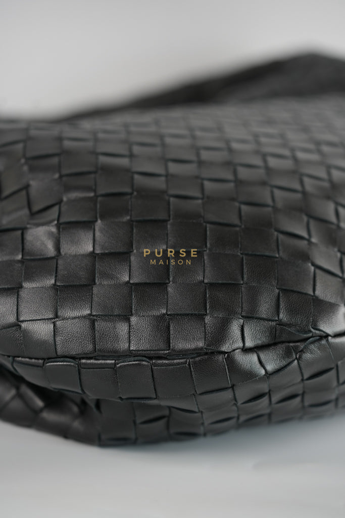 Jodie Medium in Black Intrecciato Leather | Purse Maison Luxury Bags Shop