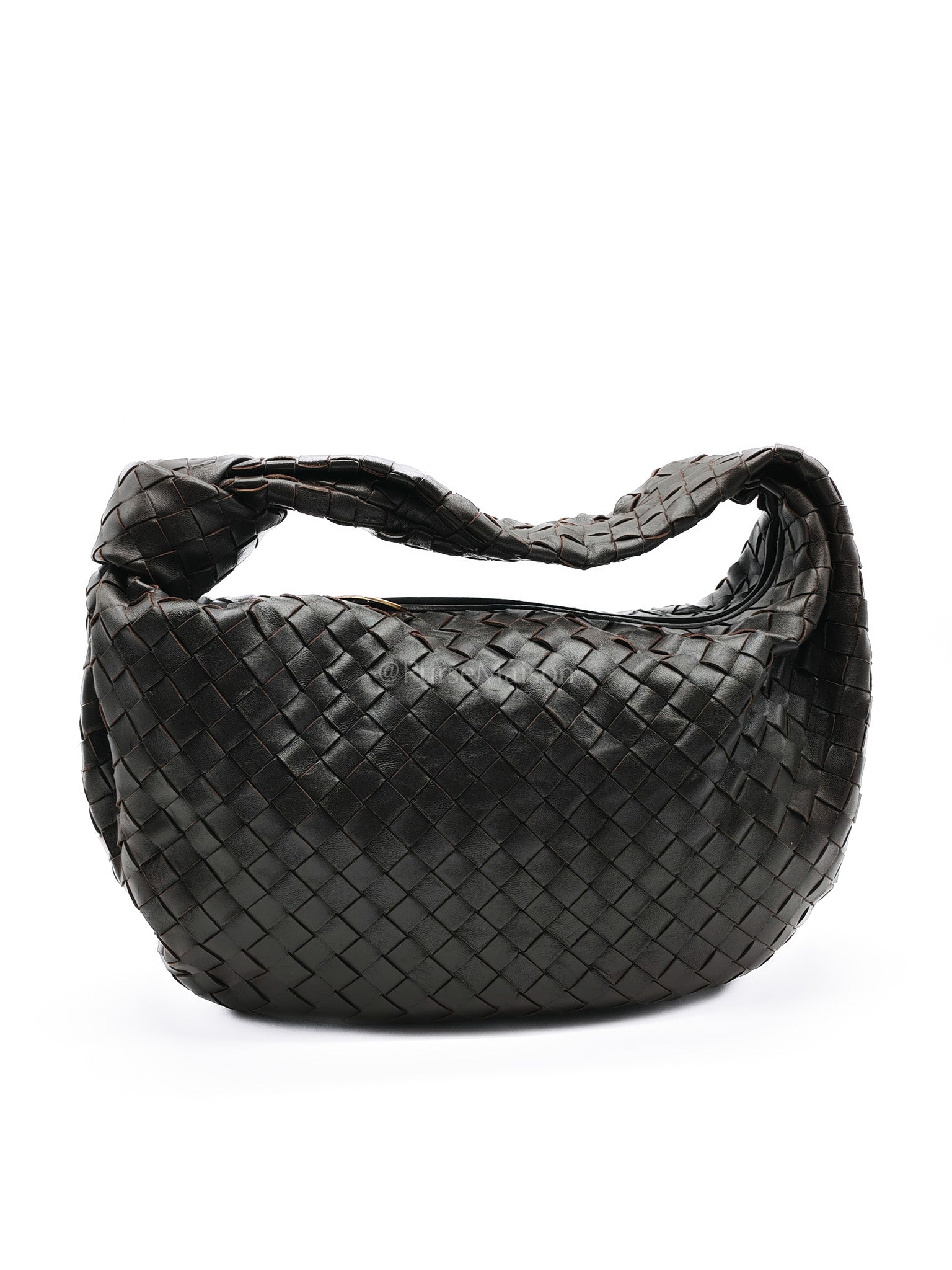 Jodie Medium in Fondant/Dark Brown Intrecciato Woven Leather | Purse Maison Luxury Bags Shop