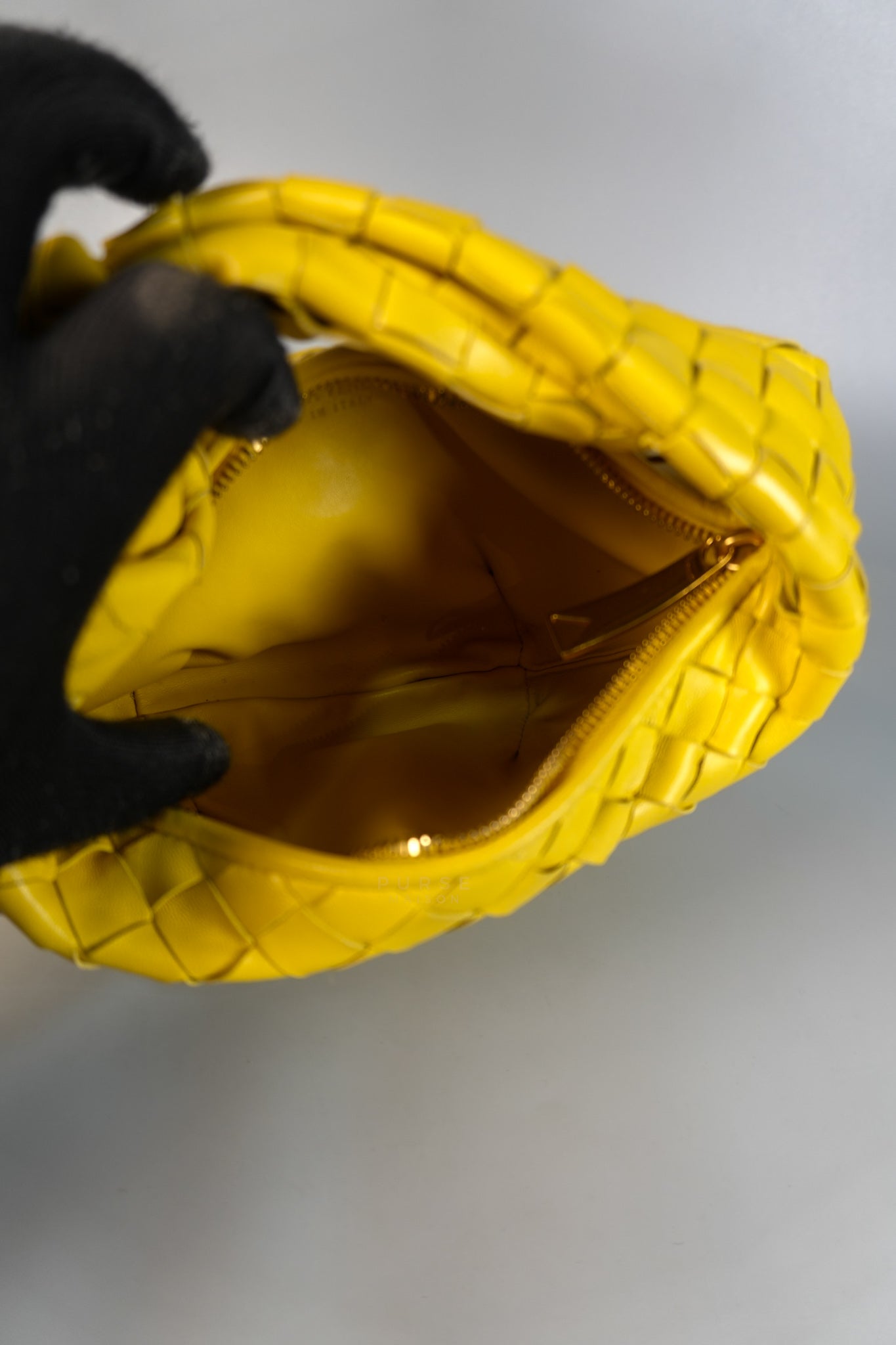 Jodie Mini Yellow Intrecciato Leather Handbag | Purse Maison Luxury Bags Shop