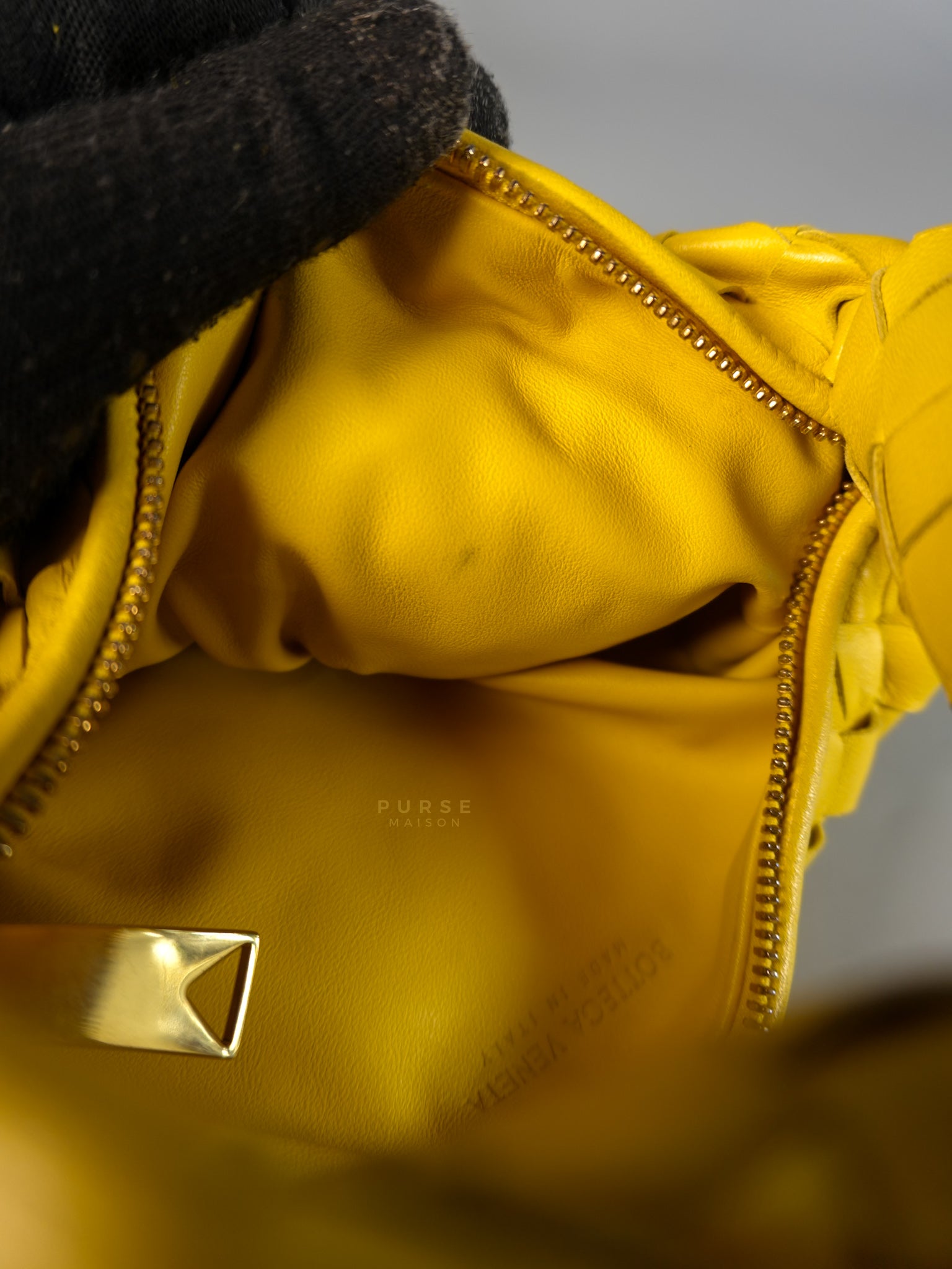 Jodie Mini Yellow Intrecciato Leather Handbag | Purse Maison Luxury Bags Shop