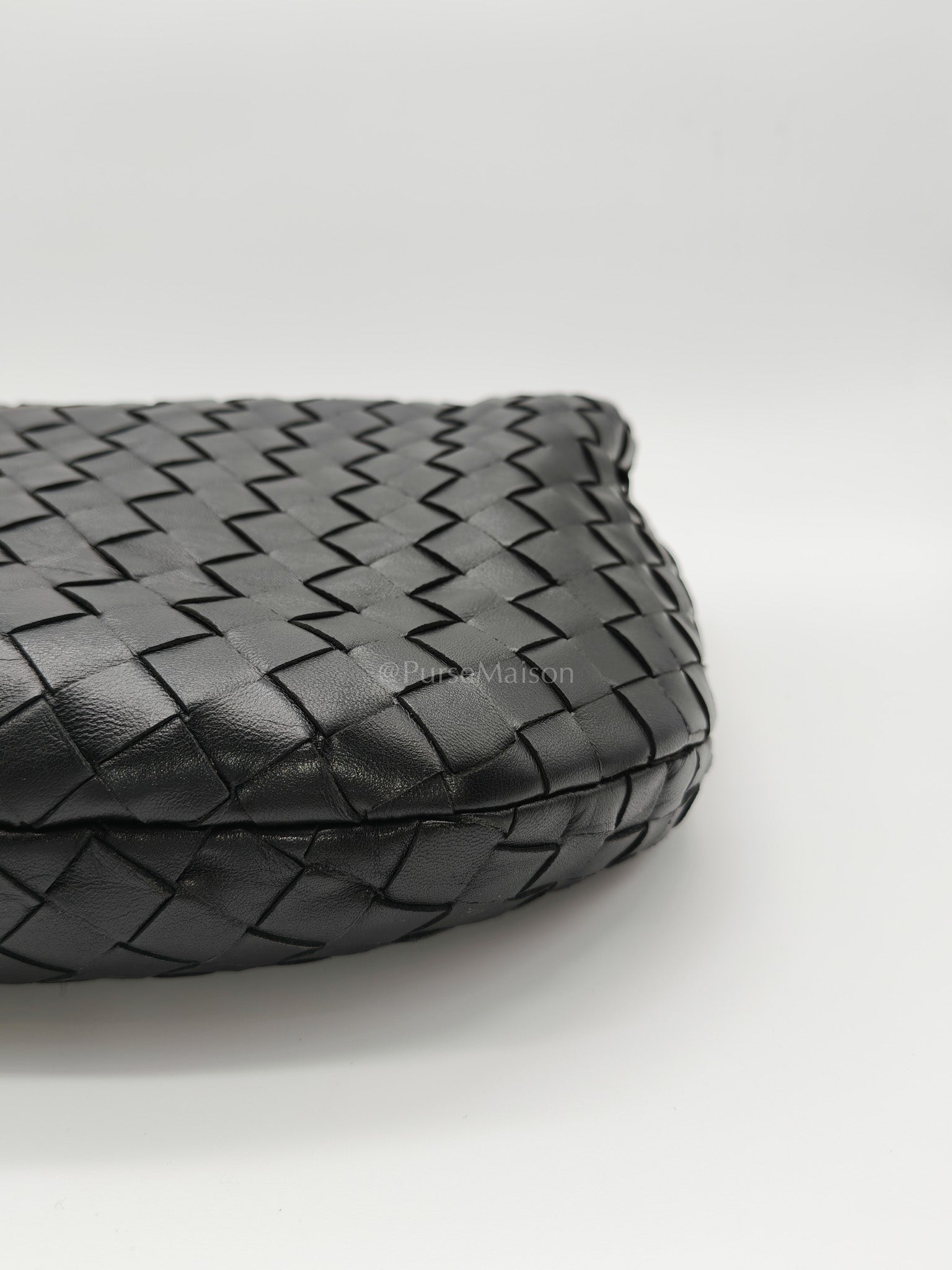 Jodie Small in Black Intrecciato Woven Leather | Purse Maison Luxury Bags Shop