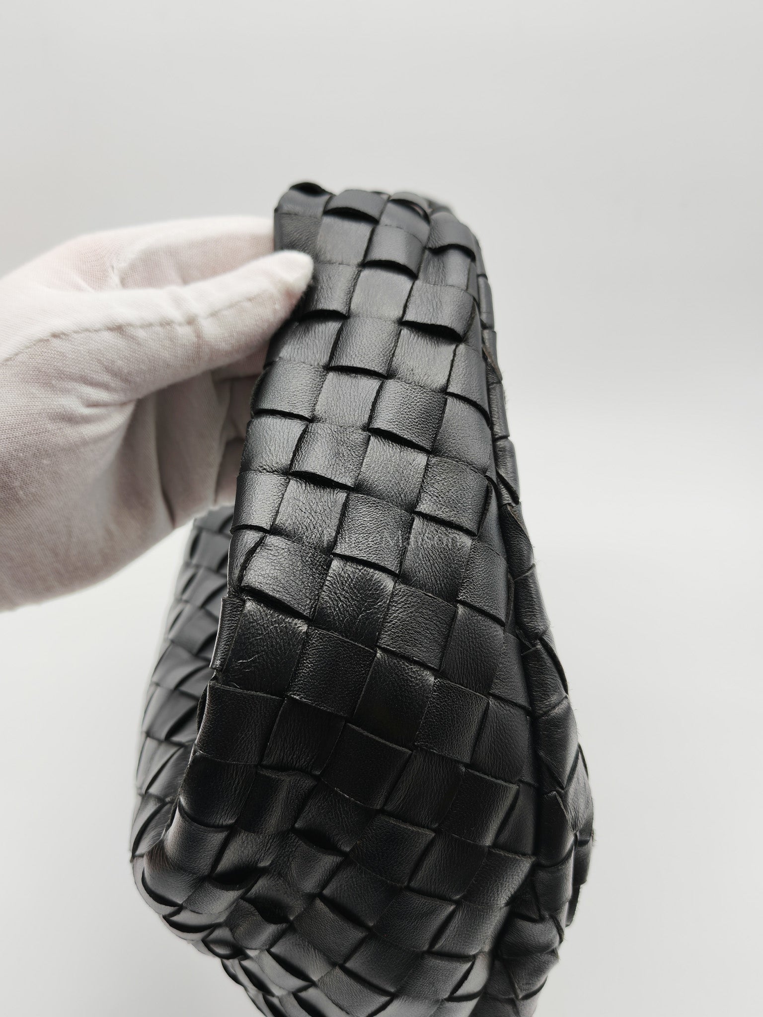 Jodie Small in Black Intrecciato Woven Leather | Purse Maison Luxury Bags Shop