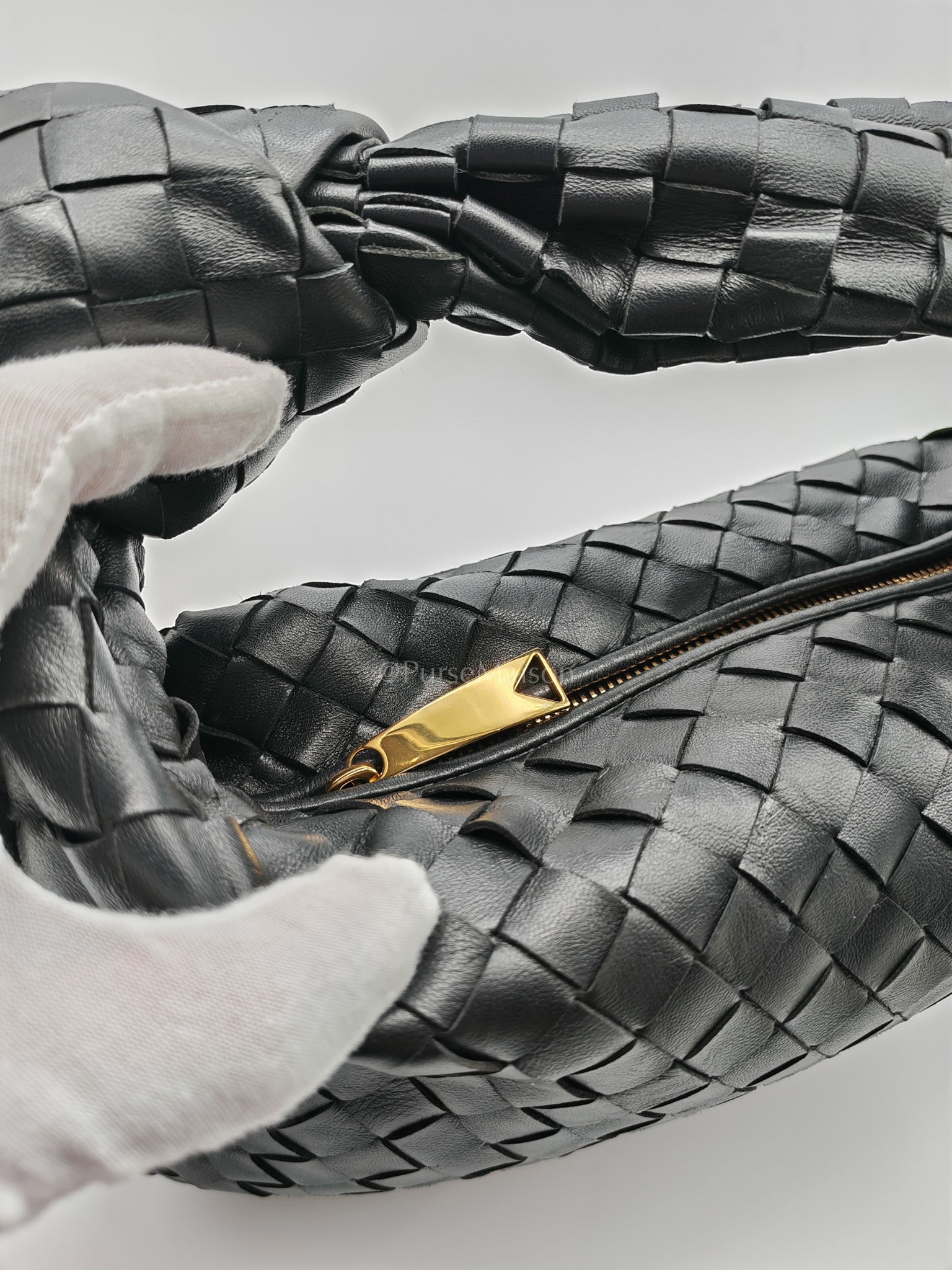 Jodie Small in Black Intrecciato Woven Leather | Purse Maison Luxury Bags Shop