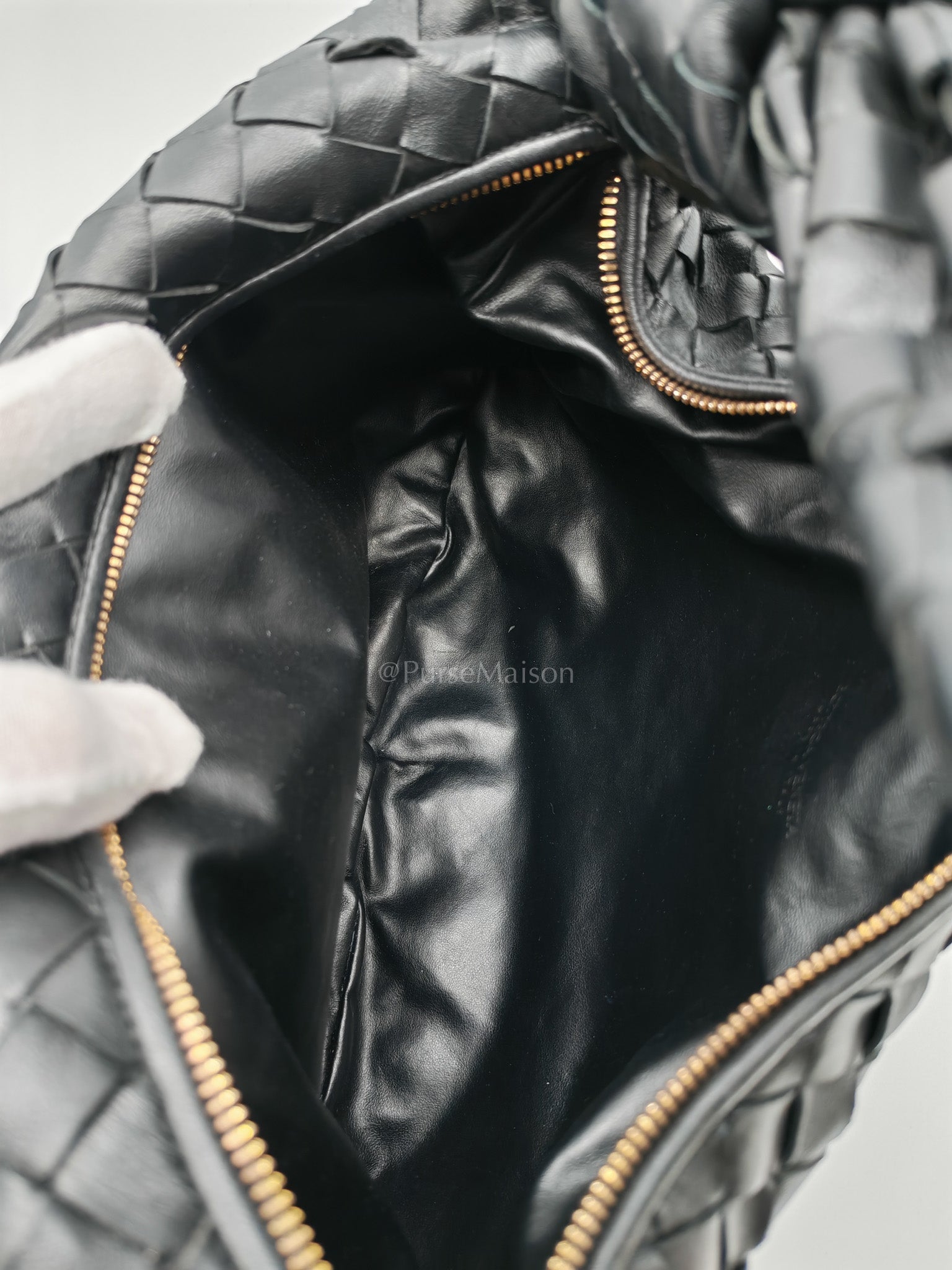 Jodie Small in Black Intrecciato Woven Leather | Purse Maison Luxury Bags Shop