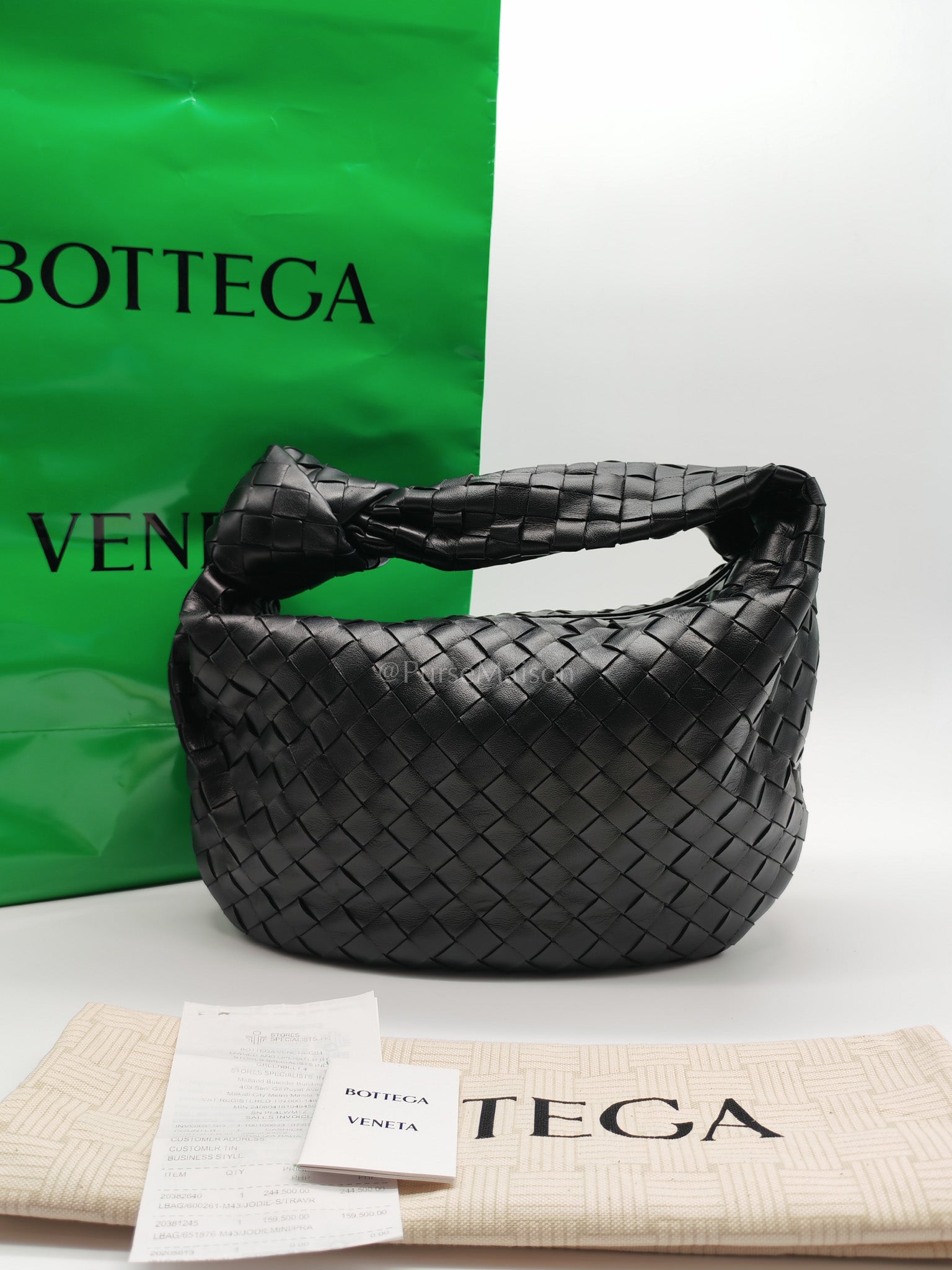 Jodie Small in Black Intrecciato Woven Leather | Purse Maison Luxury Bags Shop