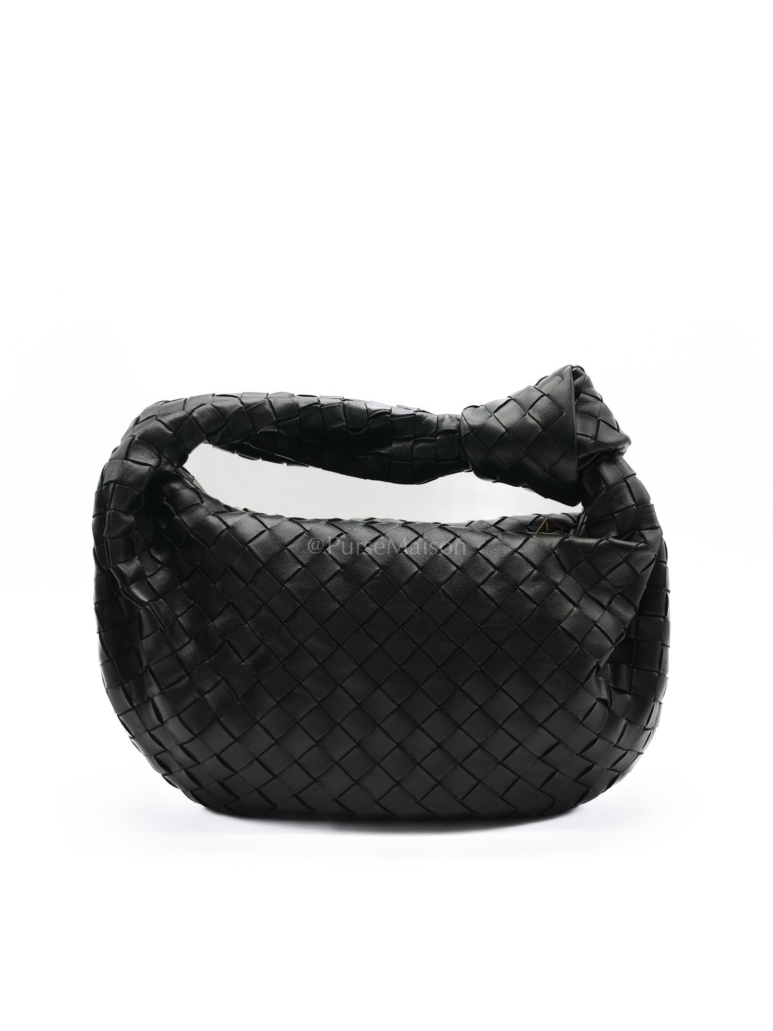 Jodie Small in Black Intrecciato Woven Leather | Purse Maison Luxury Bags Shop