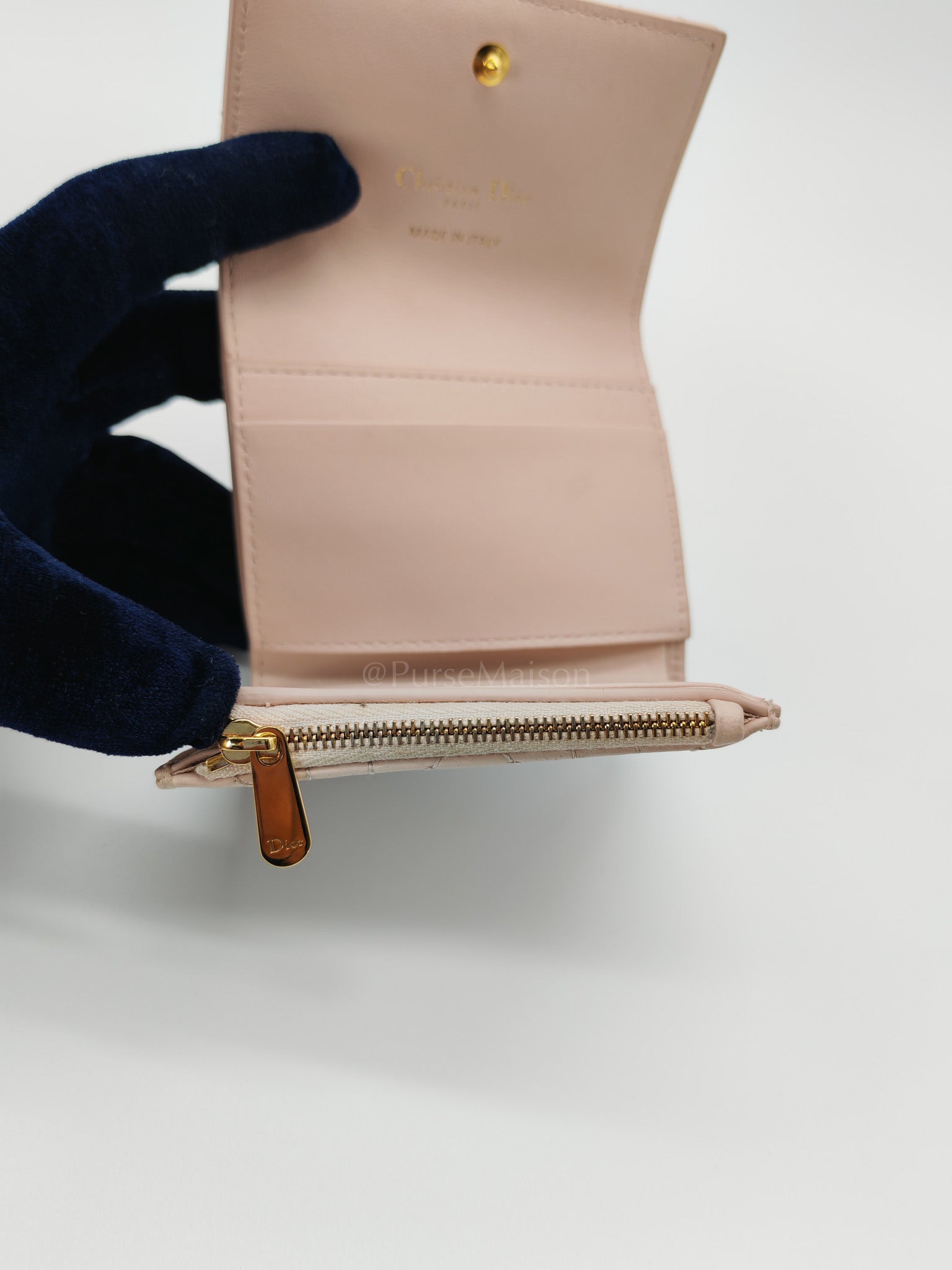 Jolie Hibiscus Powder Pink Trifold Wallet | Purse Maison Luxury Bags Shop