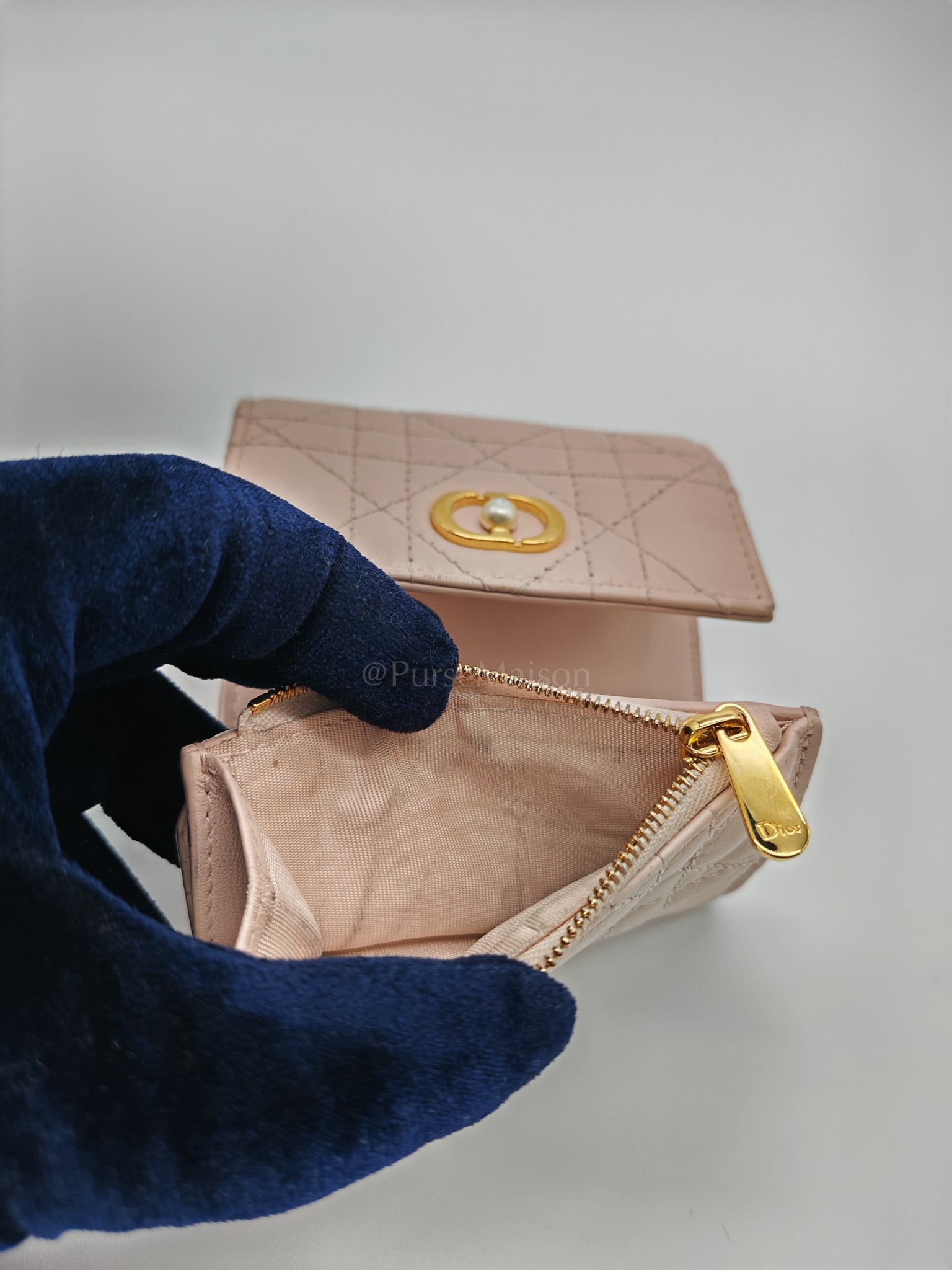 Jolie Hibiscus Powder Pink Trifold Wallet | Purse Maison Luxury Bags Shop