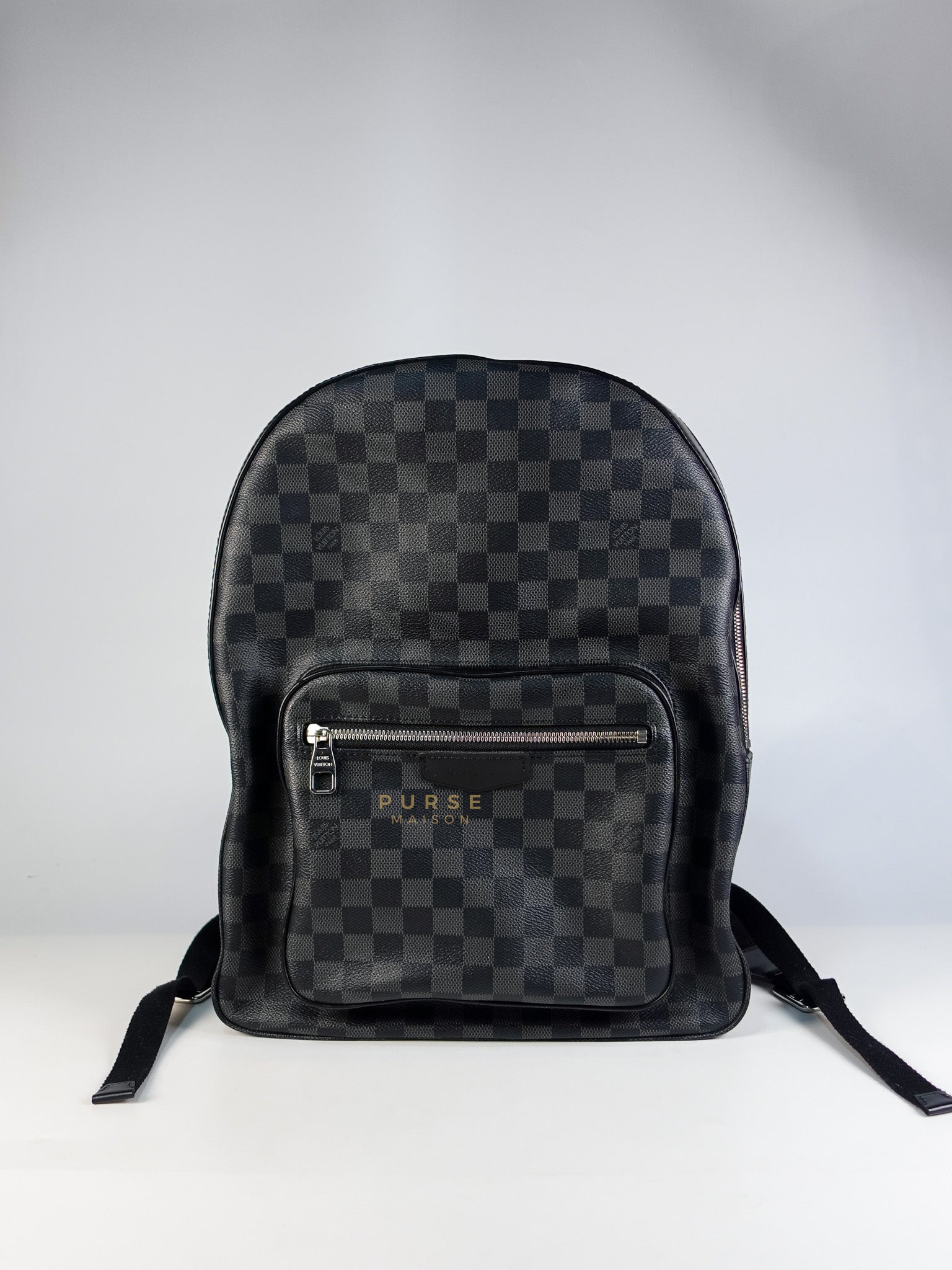 Josh Backpack in Black Damier Graphite Canvas Silver Hardware Microchip | Purse Maison Luxury Bags Shop