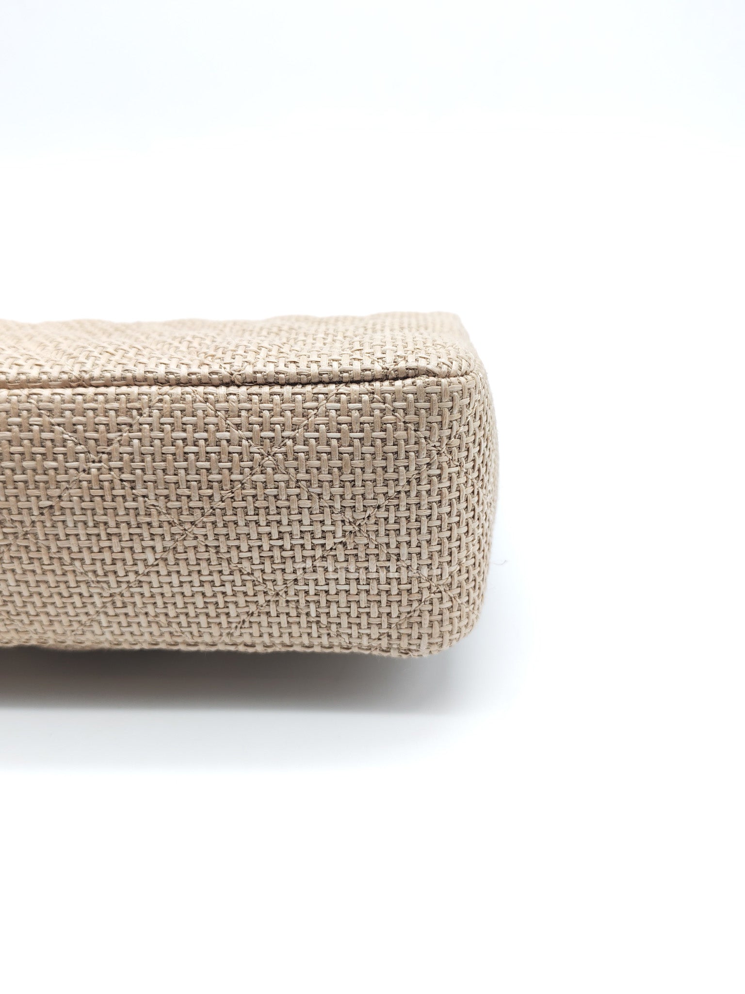Mini Flap Bag in Dark Beige Raffia & Light Gold Hardware Microchip