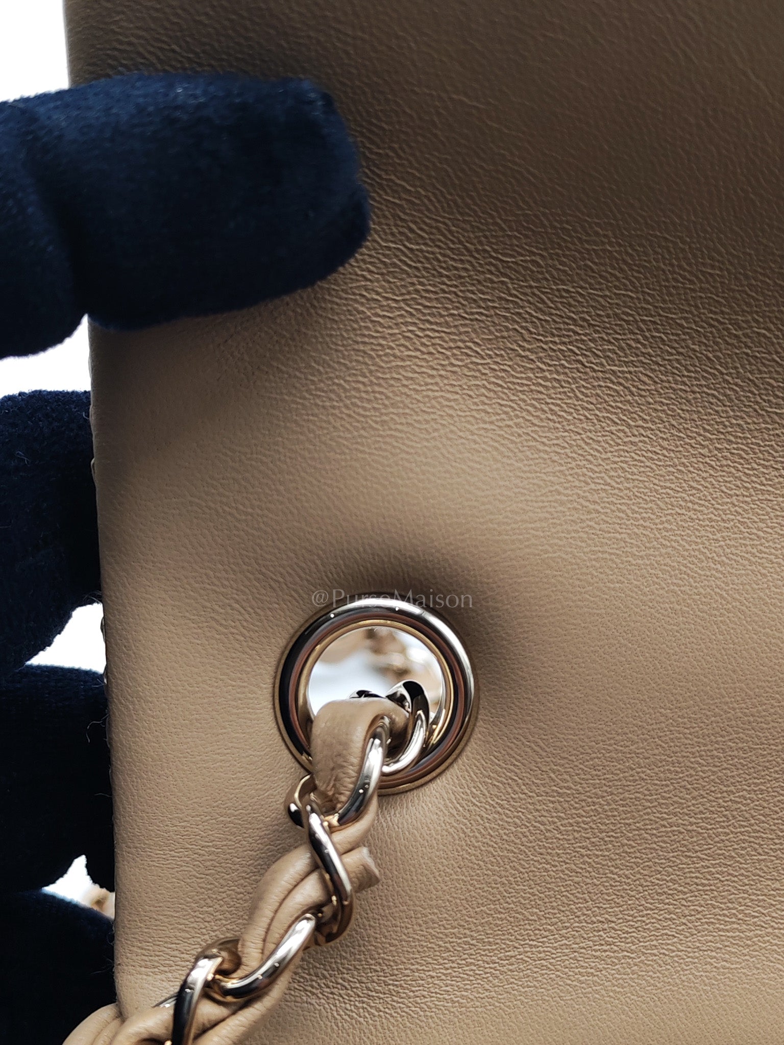 Mini Flap Bag in Dark Beige Raffia & Light Gold Hardware Microchip