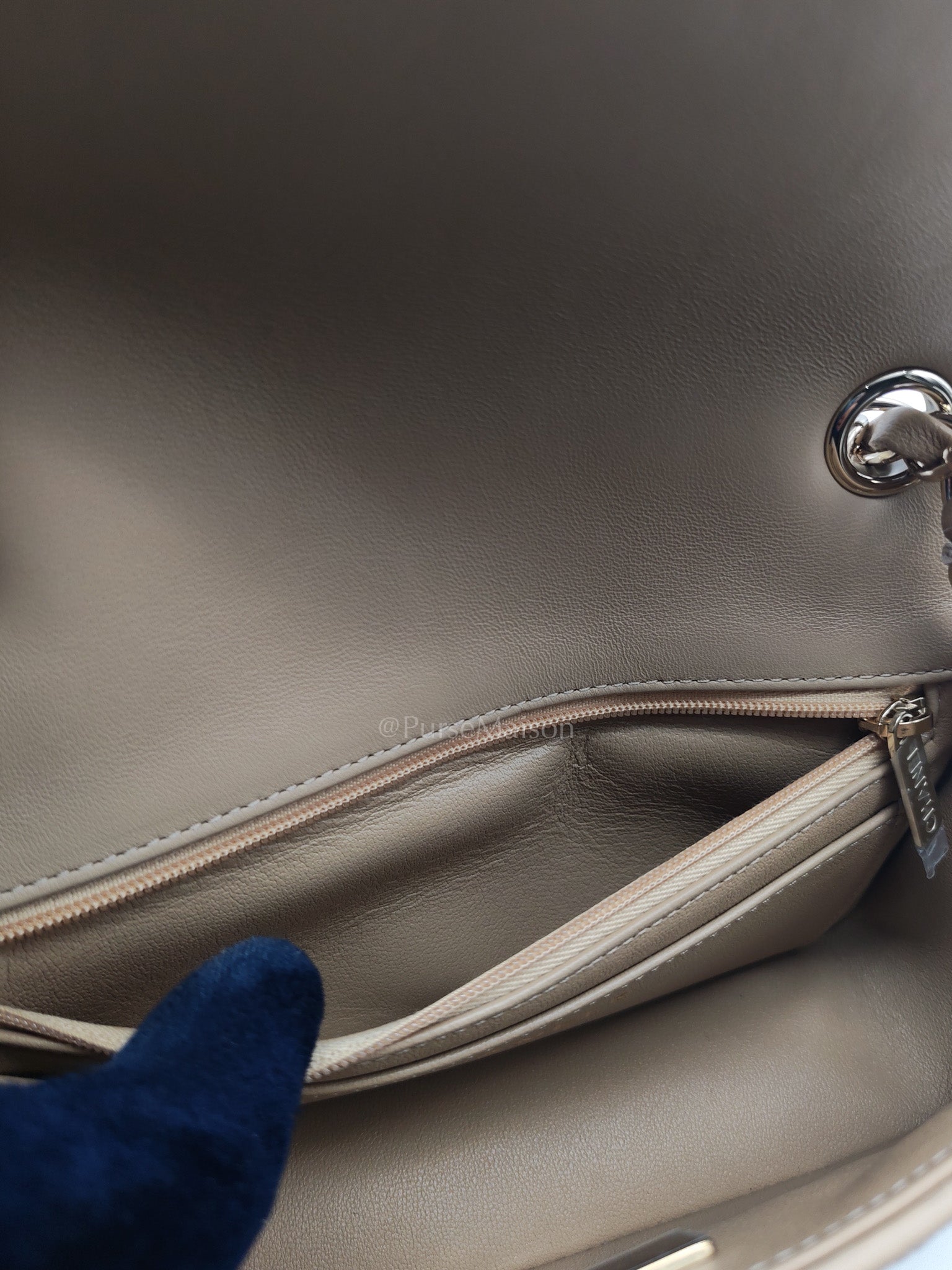 Mini Flap Bag in Dark Beige Raffia & Light Gold Hardware Microchip
