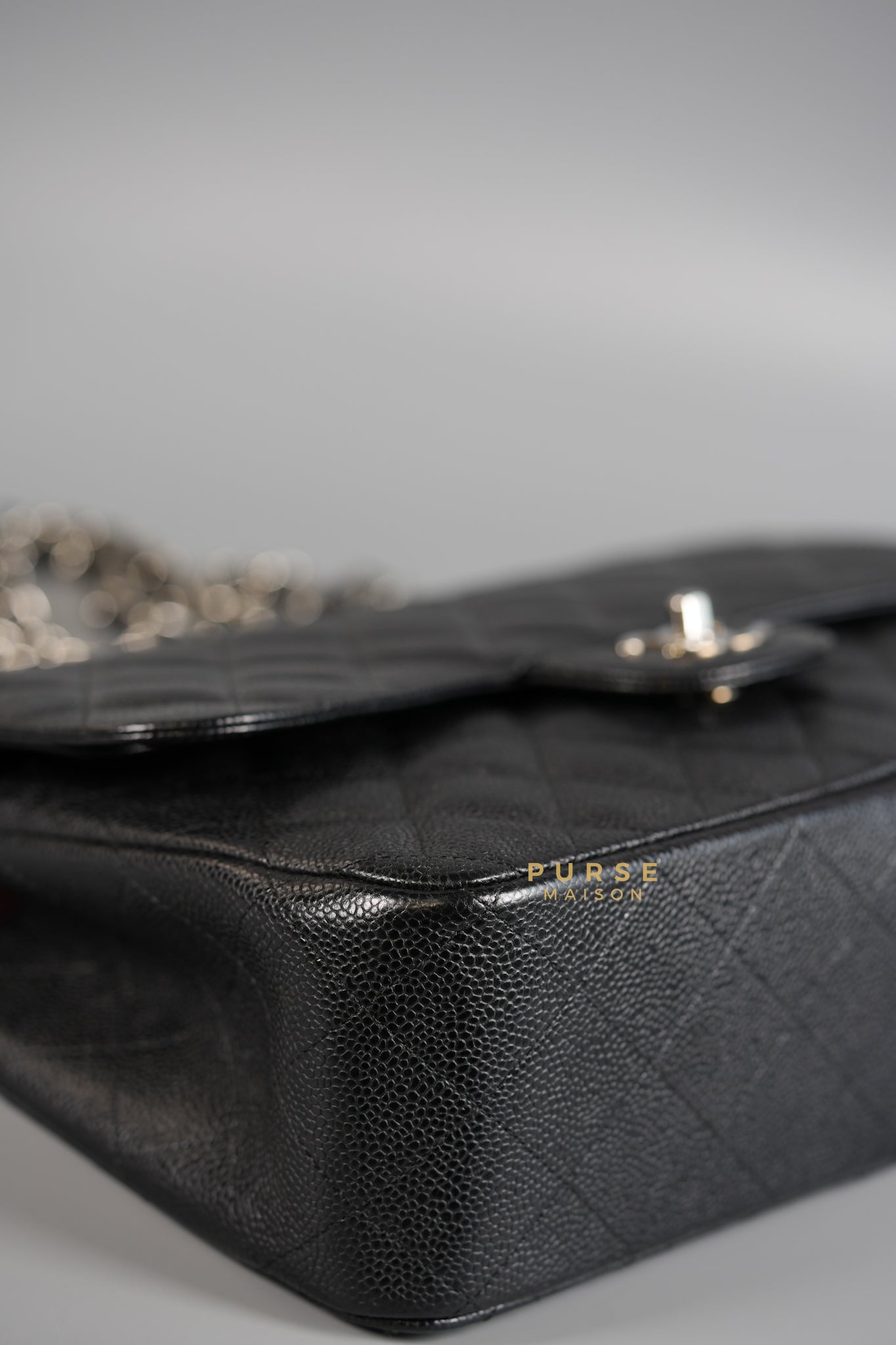 Jumbo Classic Double Flap Bag in Black Caviar Leather & Silver Hardware Series 14 | Purse Maison Luxury Bags Shop