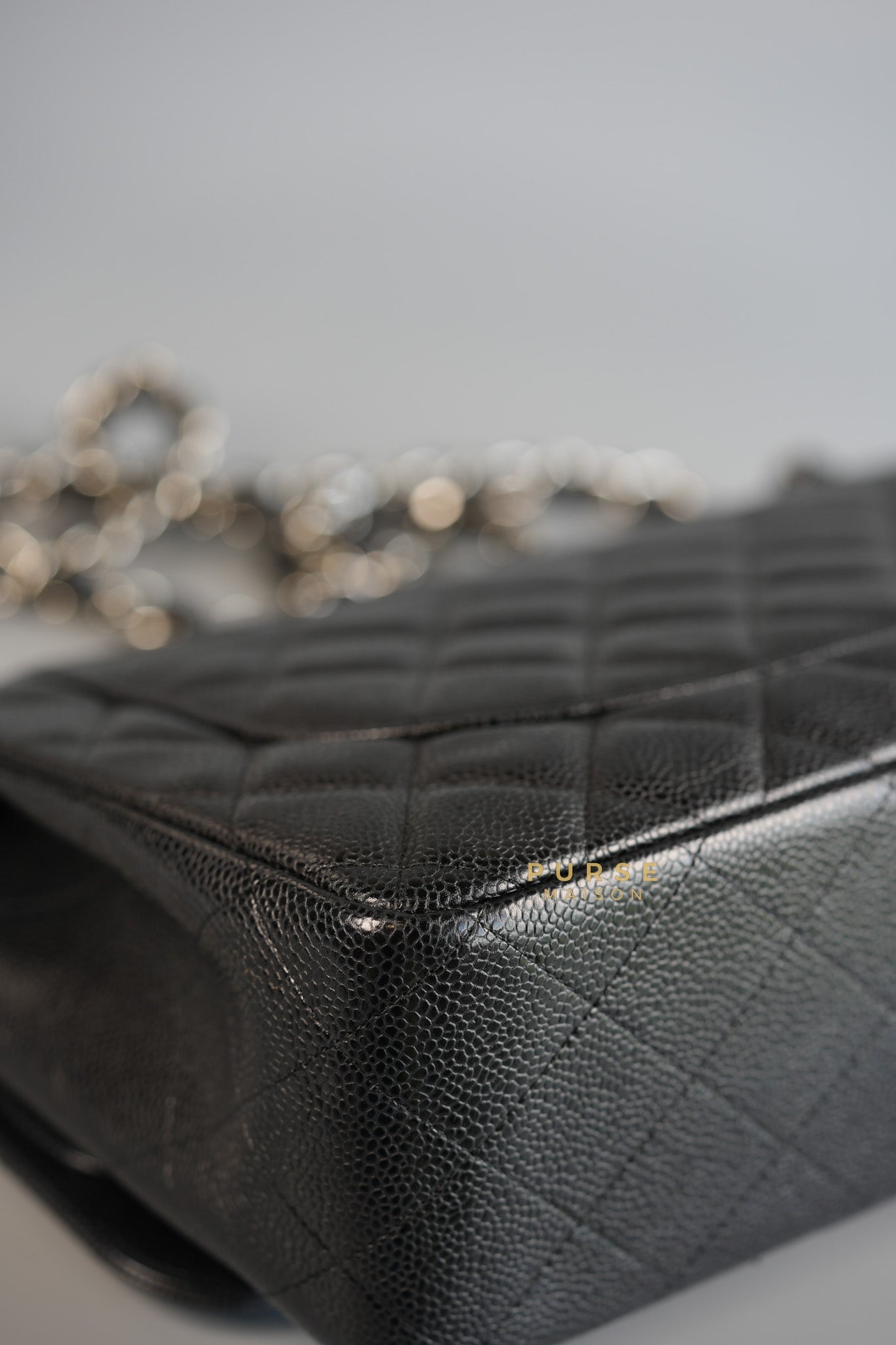 Jumbo Classic Double Flap in Black Caviar Leather & Silver Hardware Series 16 | Purse Maison Luxury Bags Shop