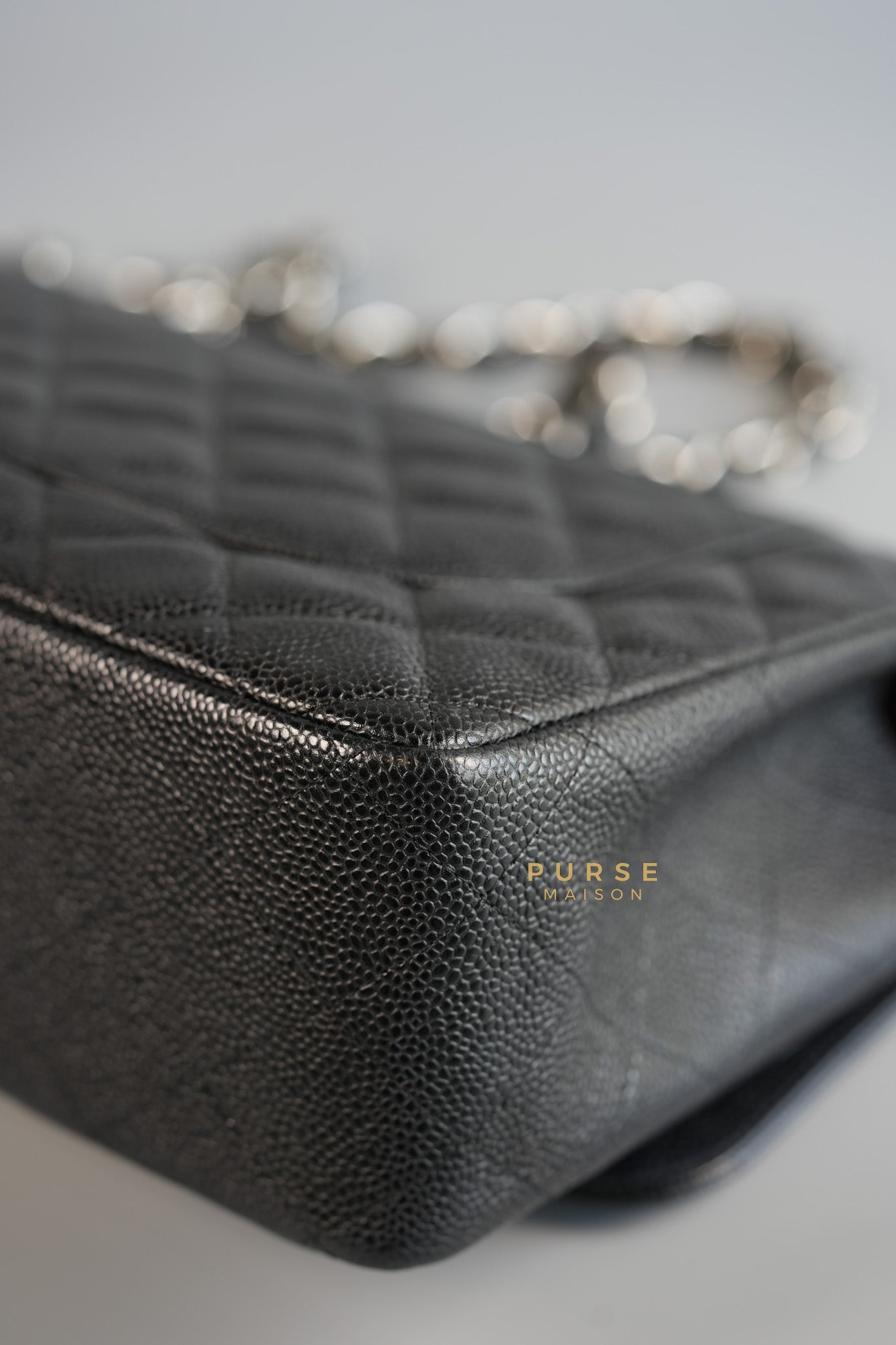 Jumbo Classic Double Flap in Black Caviar Leather & Silver Hardware Series 16 | Purse Maison Luxury Bags Shop