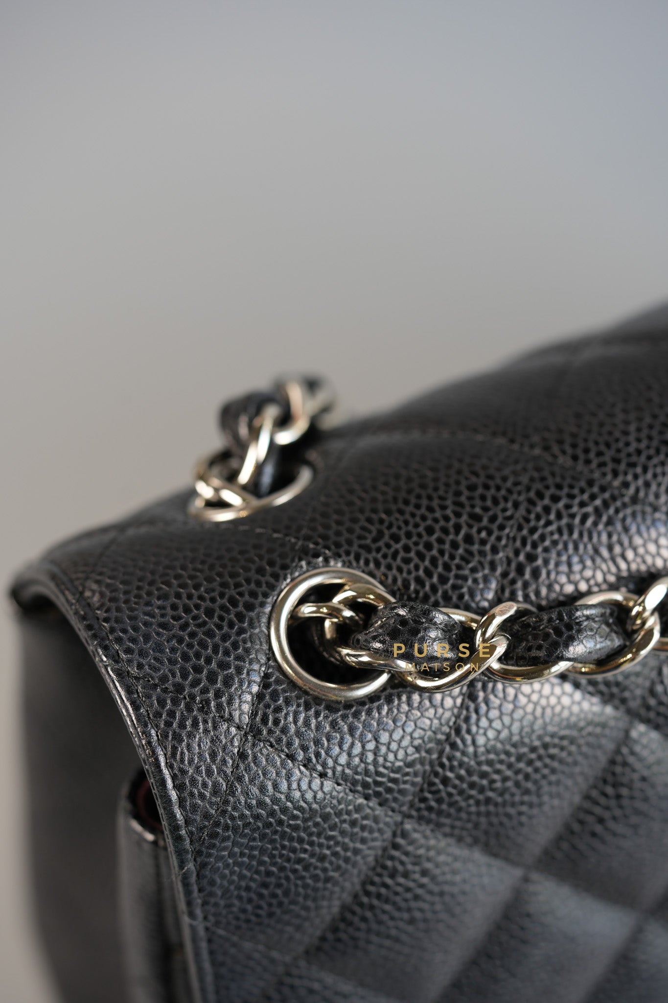 Jumbo Classic Double Flap in Black Caviar Leather & Silver Hardware Series 16 | Purse Maison Luxury Bags Shop