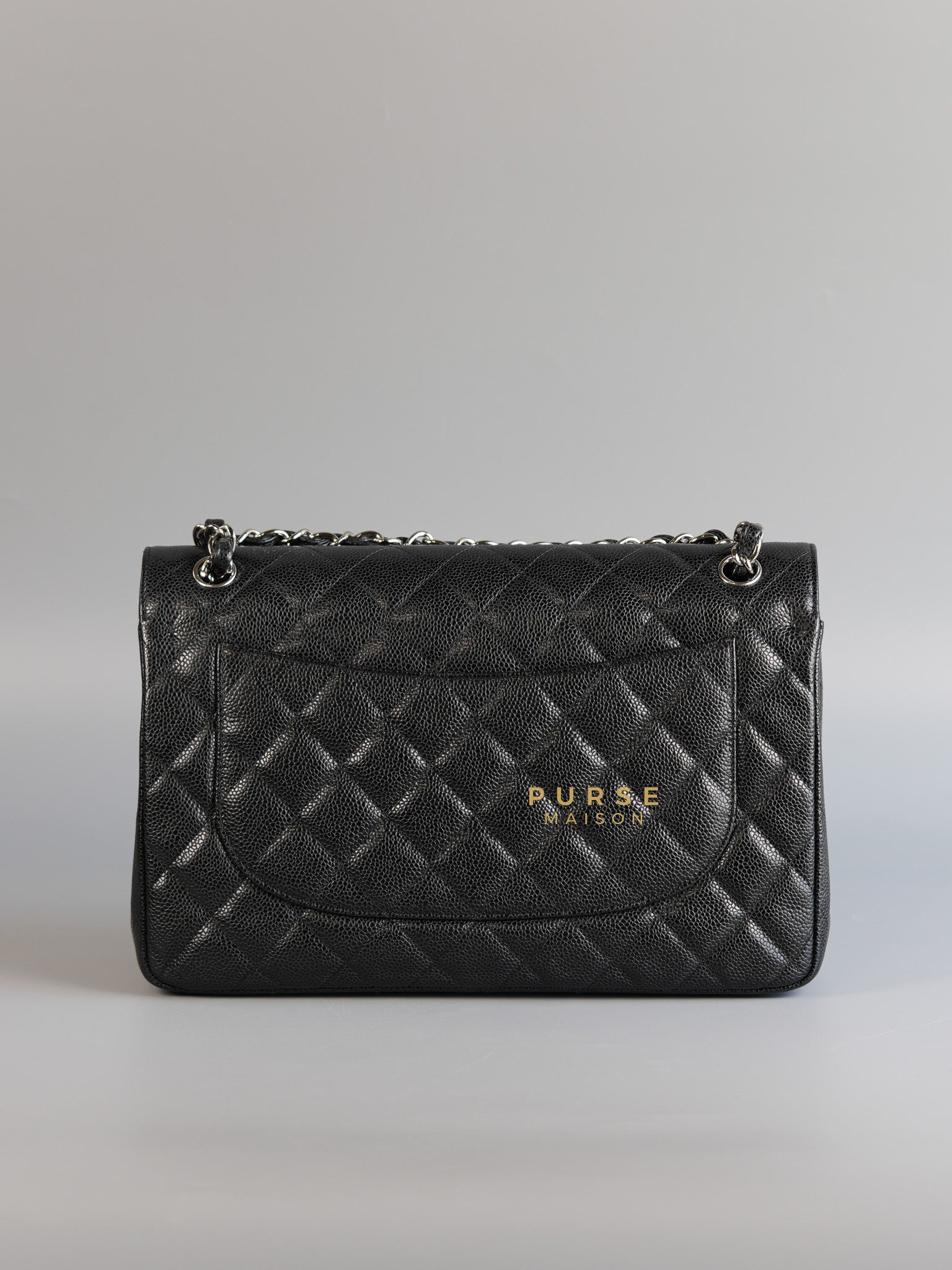 Jumbo Classic Double Flap in Black Caviar Leather & Silver Hardware Series 16 | Purse Maison Luxury Bags Shop