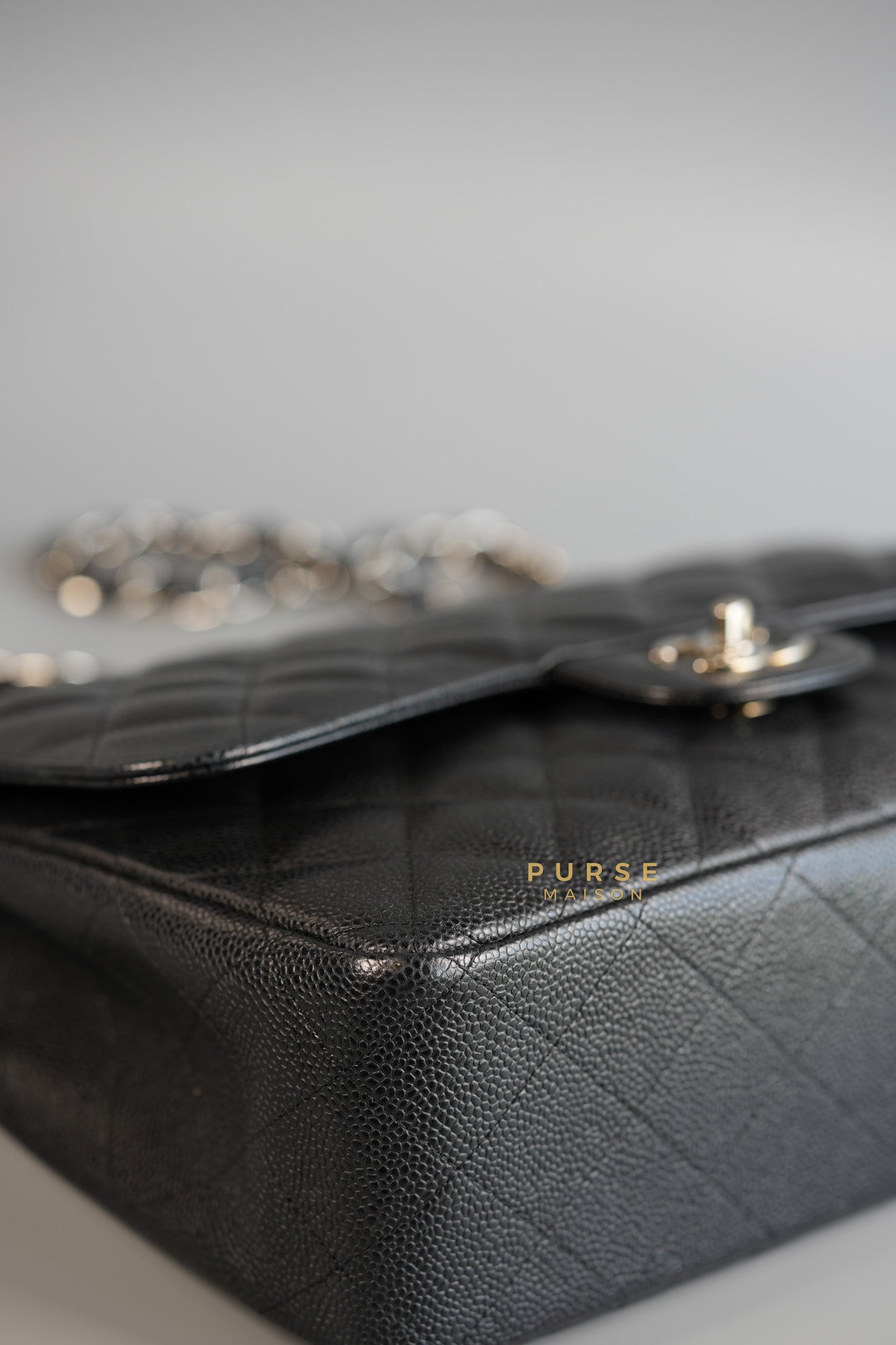 Jumbo Classic Double Flap in Black Caviar Leather & Silver Hardware Series 16 | Purse Maison Luxury Bags Shop