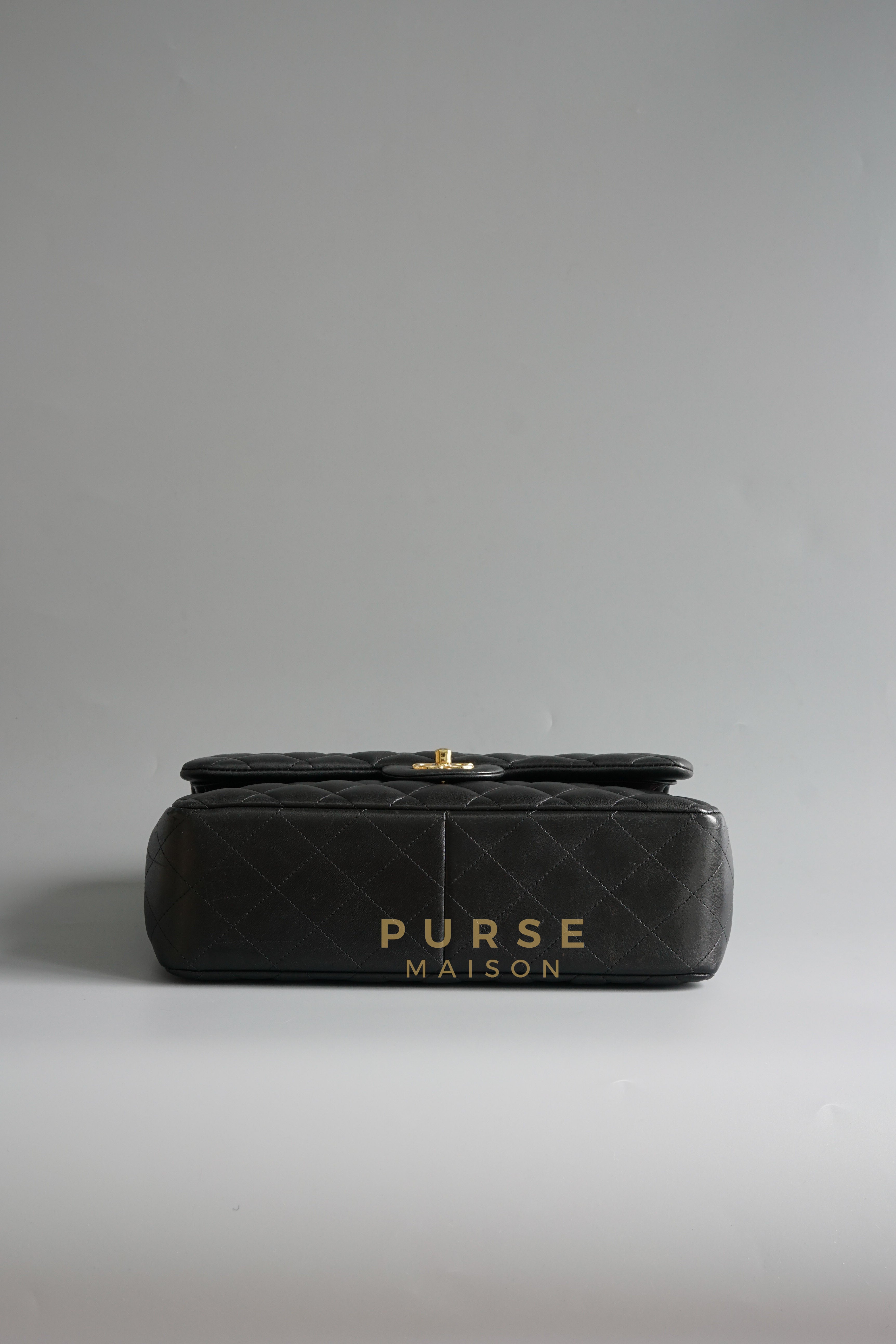 Jumbo Classic Double Flap in Black Lambskin and Gold Hardware Series 14 | Purse Maison Luxury Bags Shop