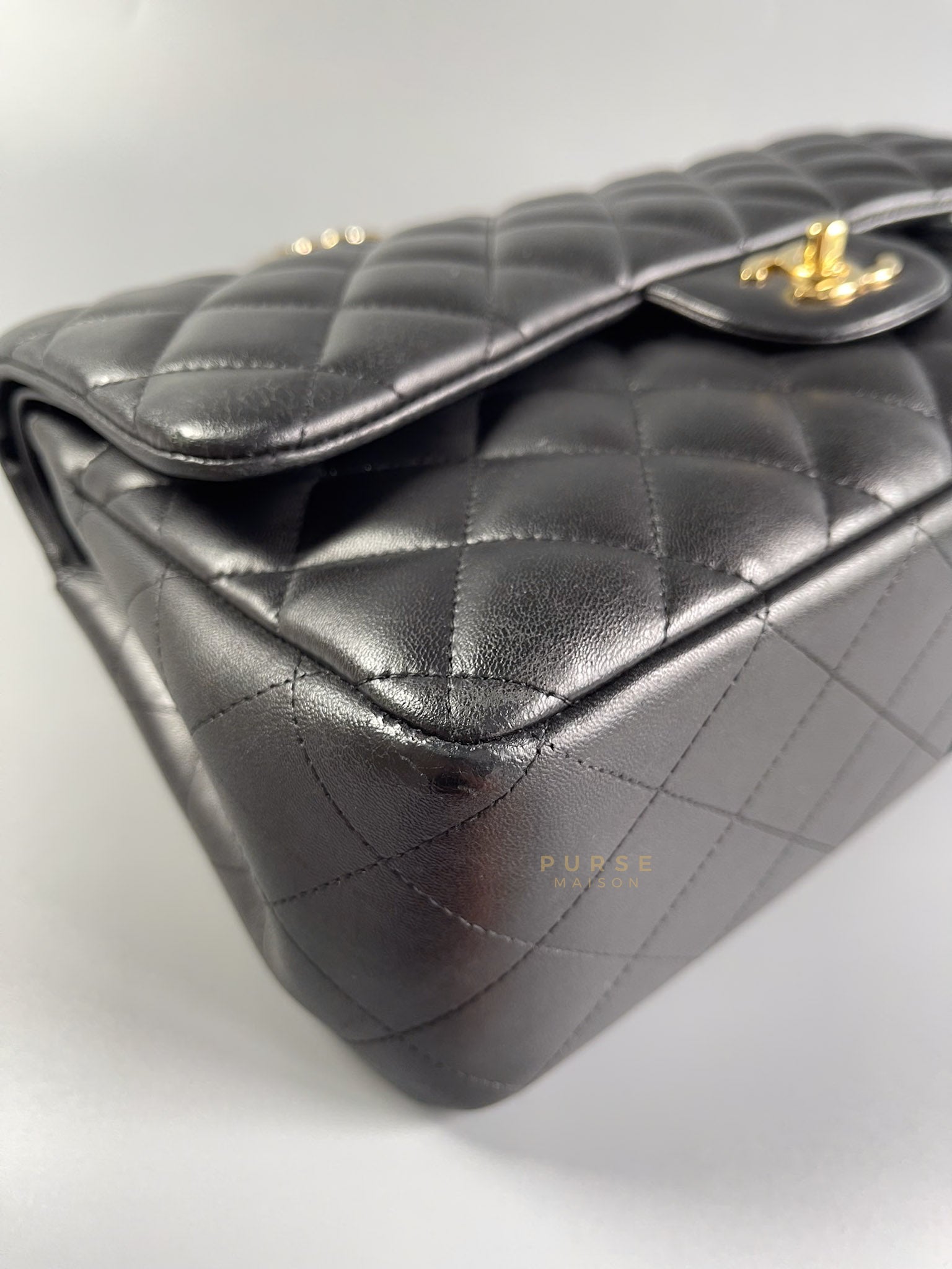 Jumbo Classic Double Flap in Black Lambskin and Gold Hardware Series 14 | Purse Maison Luxury Bags Shop
