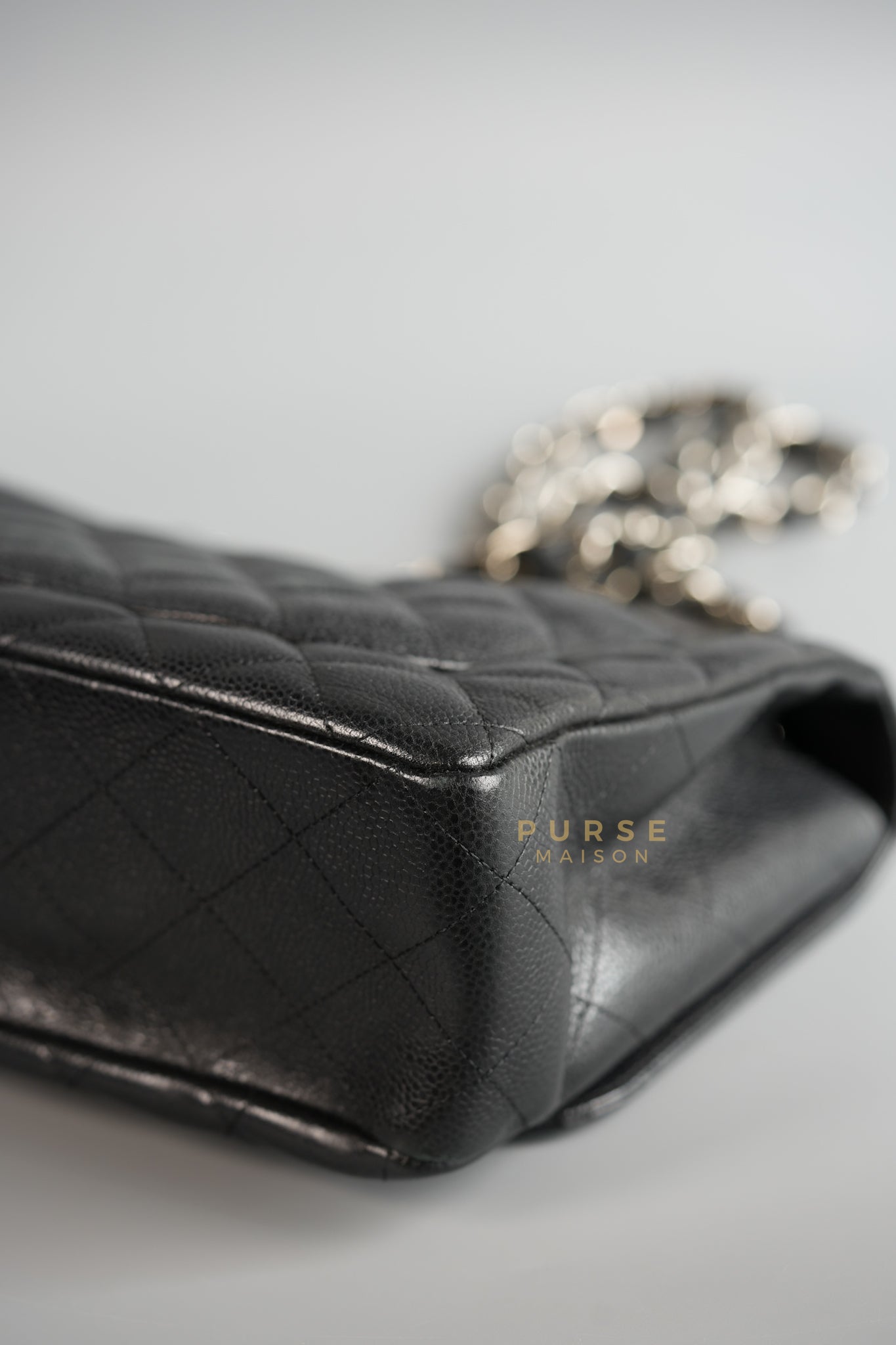 Jumbo Classic Single Flap in Black Caviar Leather & Silver Hardware Series 13 | Purse Maison Luxury Bags Shop