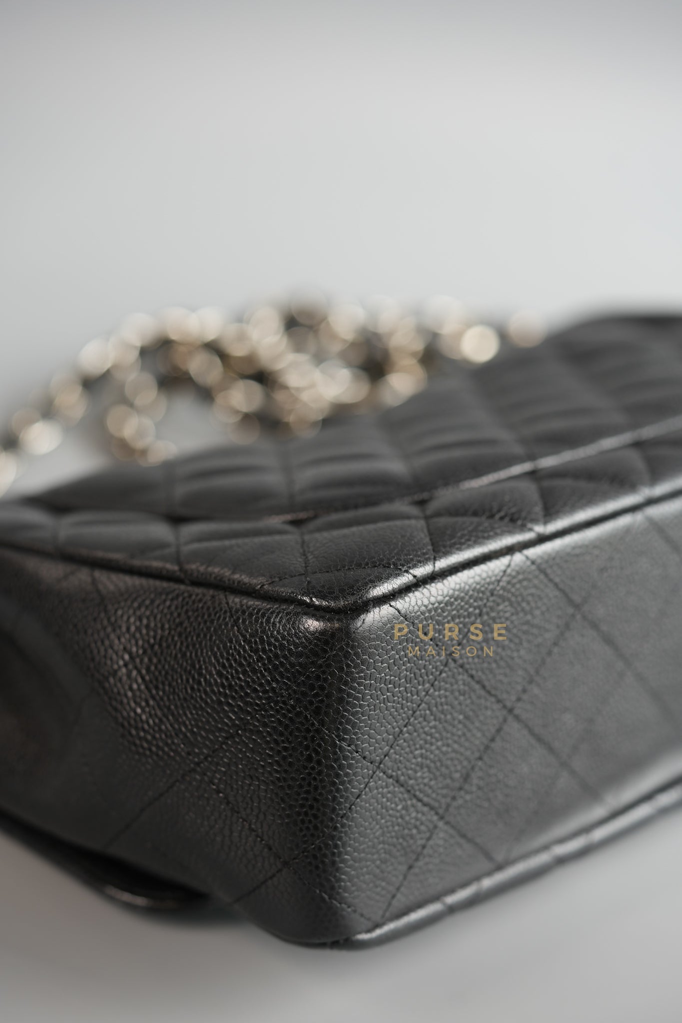 Jumbo Classic Single Flap in Black Caviar Leather & Silver Hardware Series 13 | Purse Maison Luxury Bags Shop