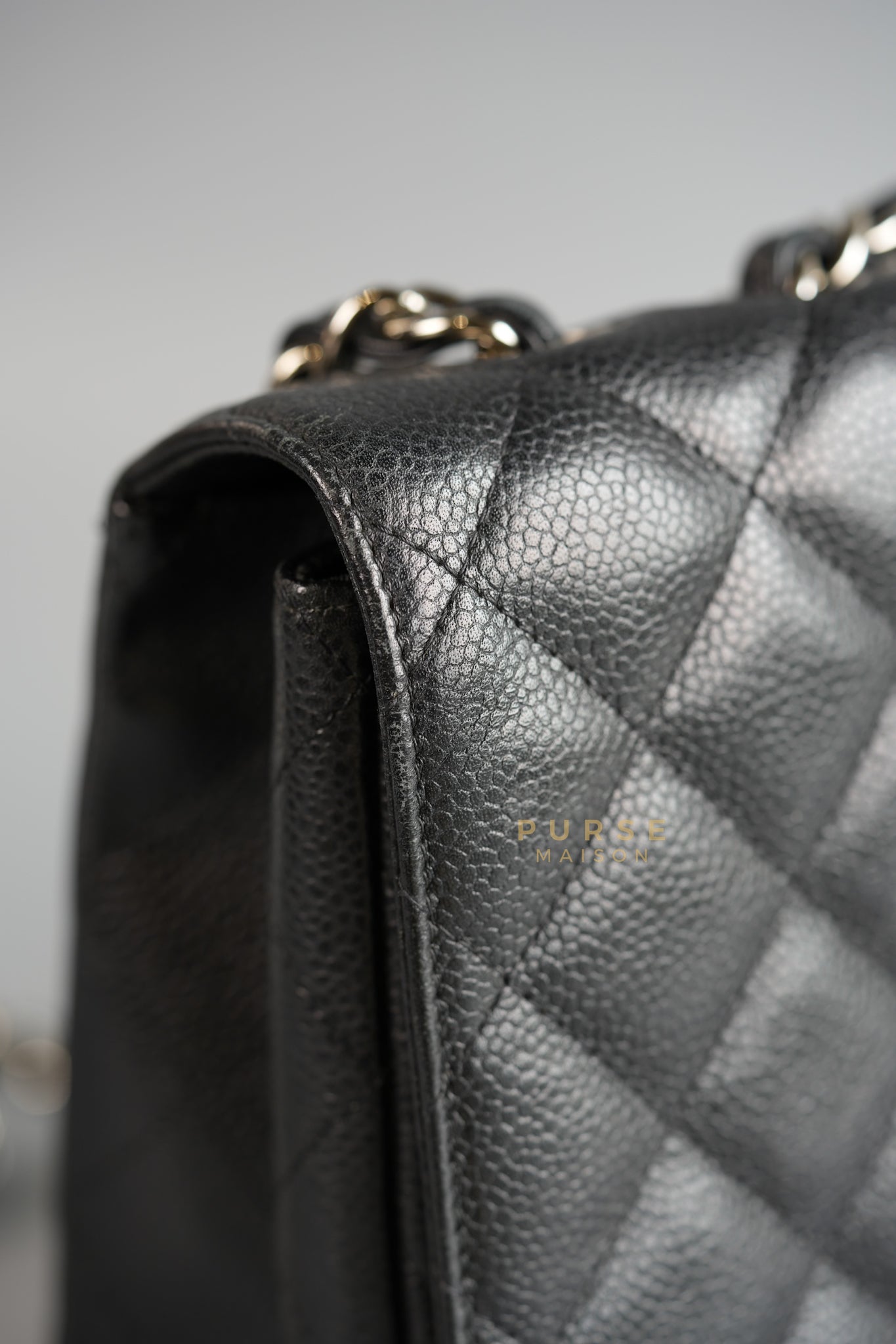 Jumbo Classic Single Flap in Black Caviar Leather & Silver Hardware Series 13 | Purse Maison Luxury Bags Shop