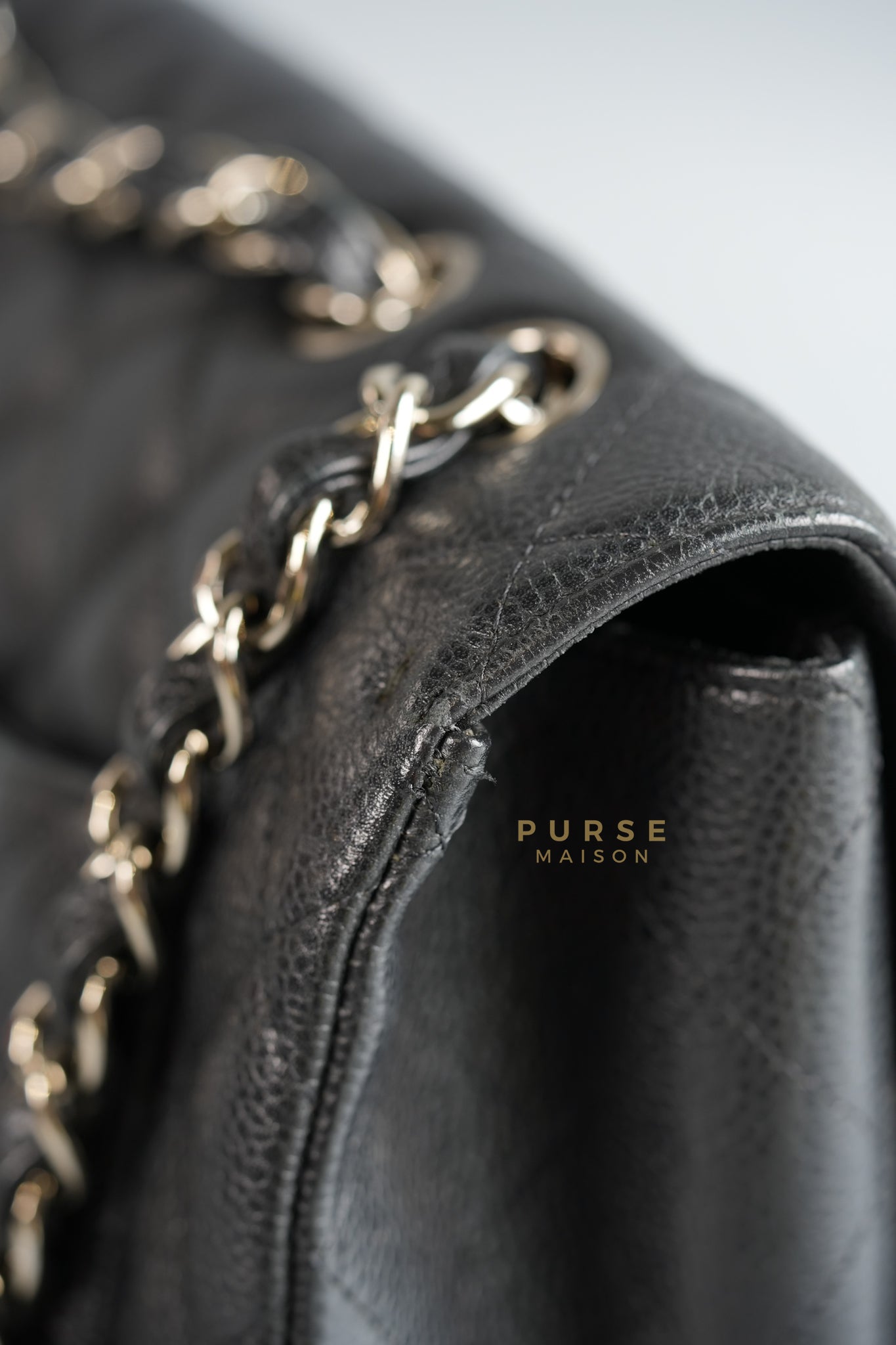 Jumbo Classic Single Flap in Black Caviar Leather & Silver Hardware Series 13 | Purse Maison Luxury Bags Shop