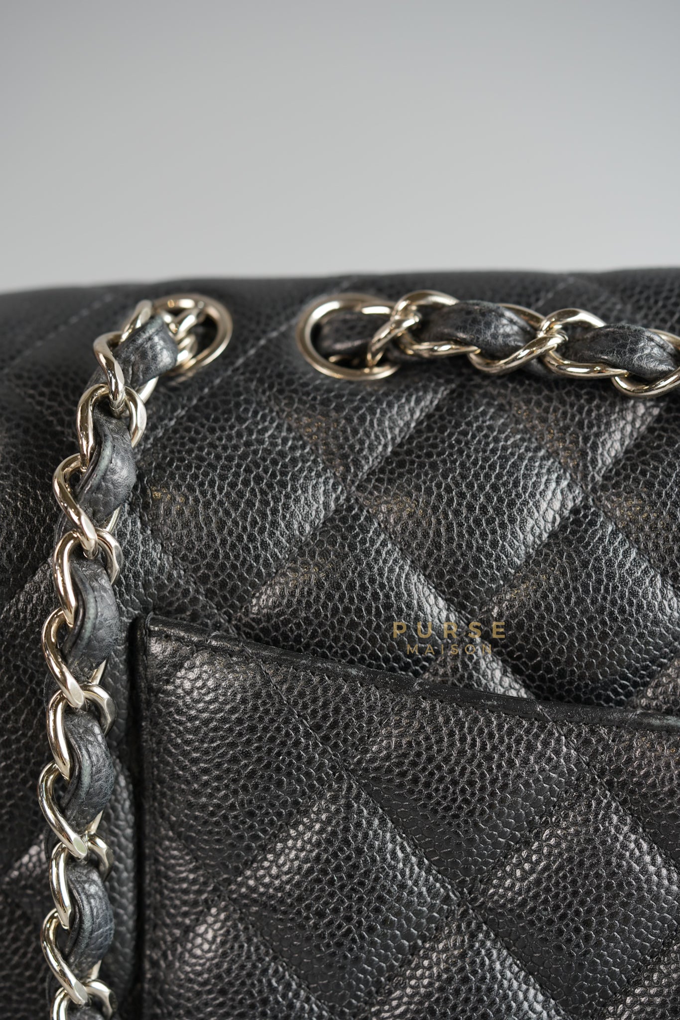 Jumbo Classic Single Flap in Black Caviar Leather & Silver Hardware Series 13 | Purse Maison Luxury Bags Shop