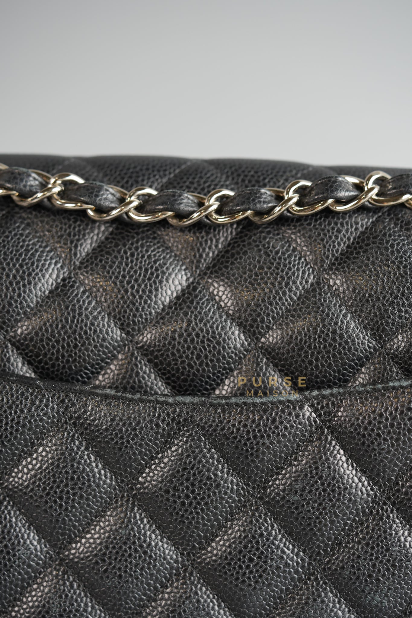 Jumbo Classic Single Flap in Black Caviar Leather & Silver Hardware Series 13 | Purse Maison Luxury Bags Shop