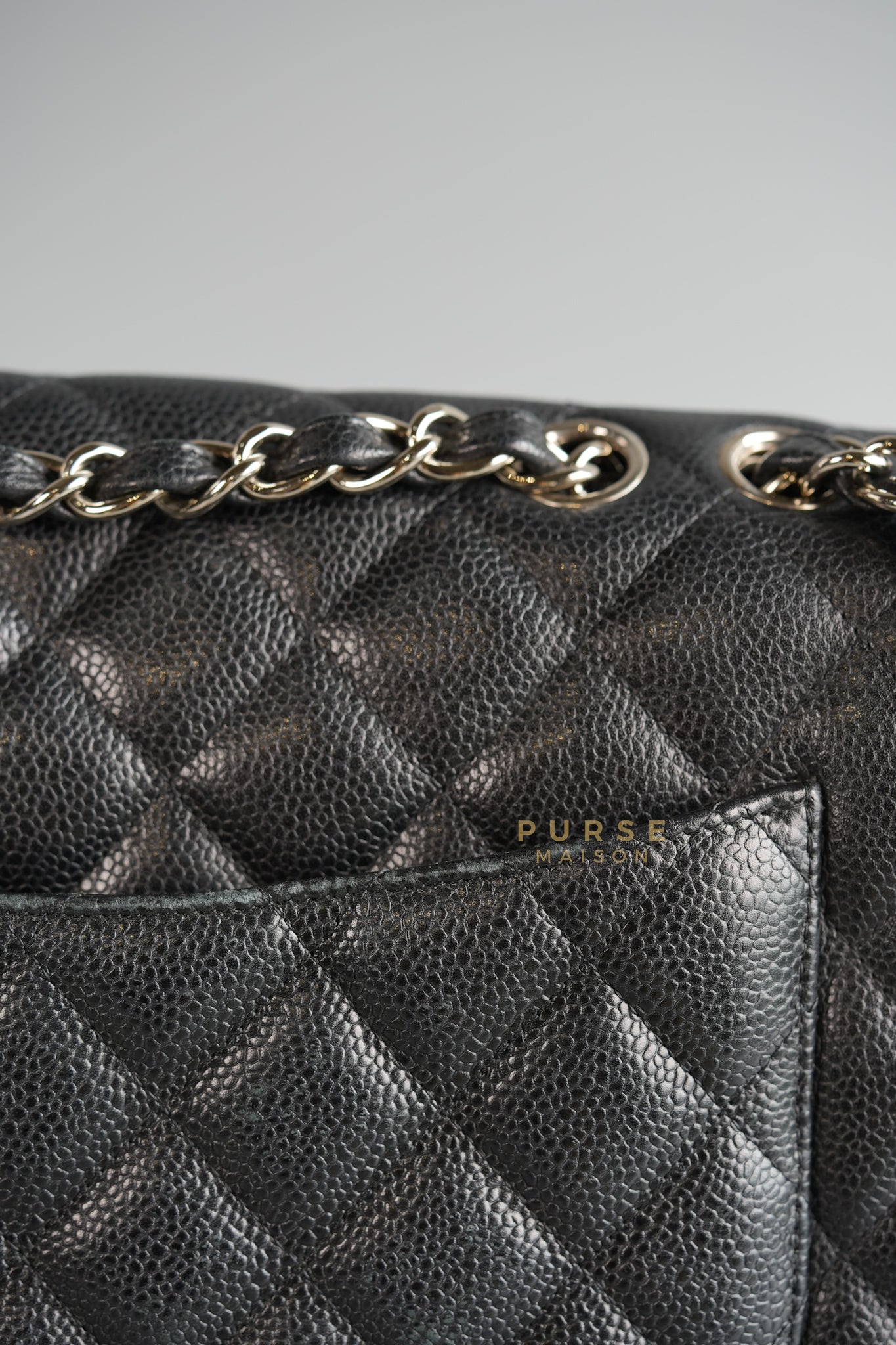 Jumbo Classic Single Flap in Black Caviar Leather & Silver Hardware Series 13 | Purse Maison Luxury Bags Shop